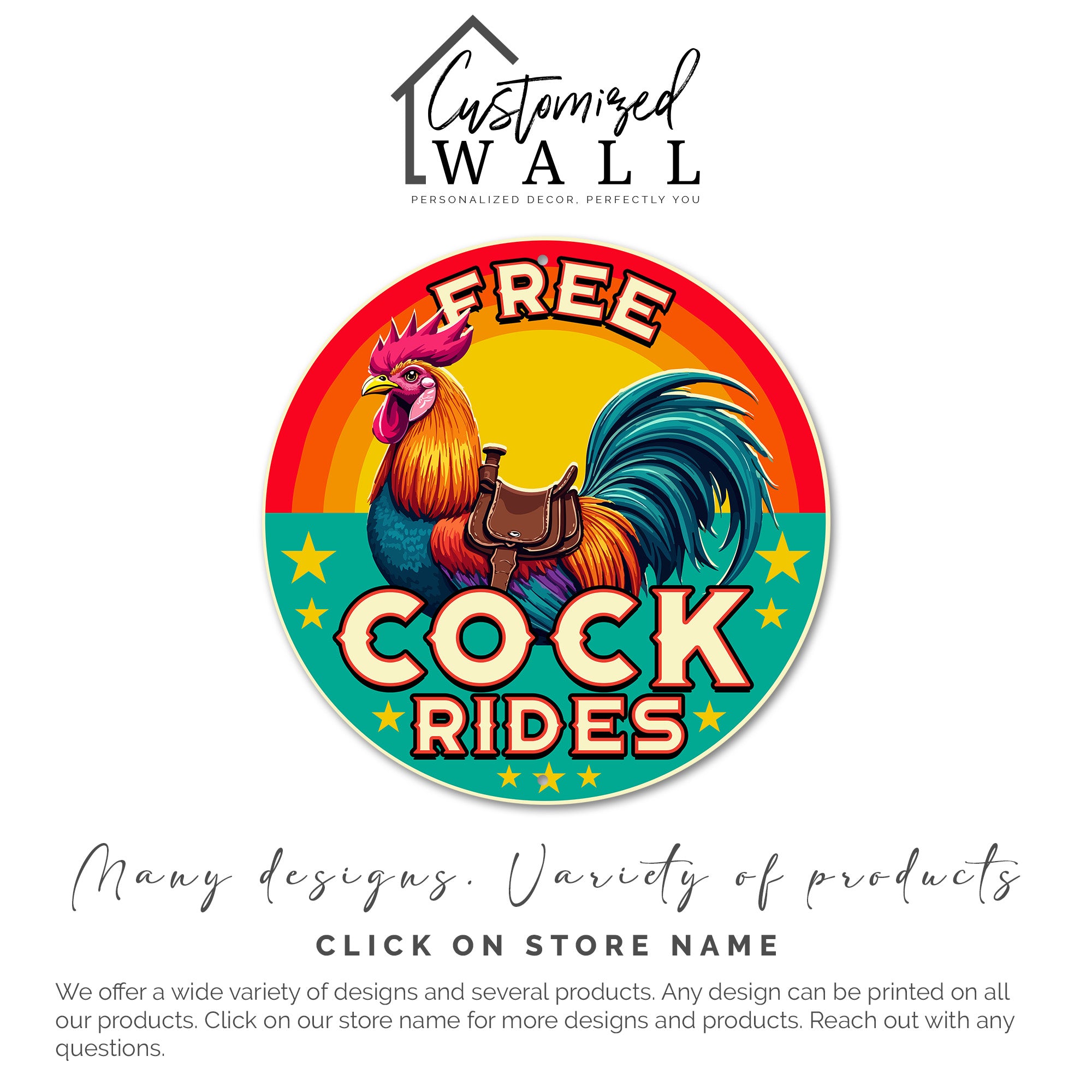 Personalized Retro Rooster Metal Sign - Vibrant Wall Décor for Farmhouse Charm and Unique Gifts - Image 3