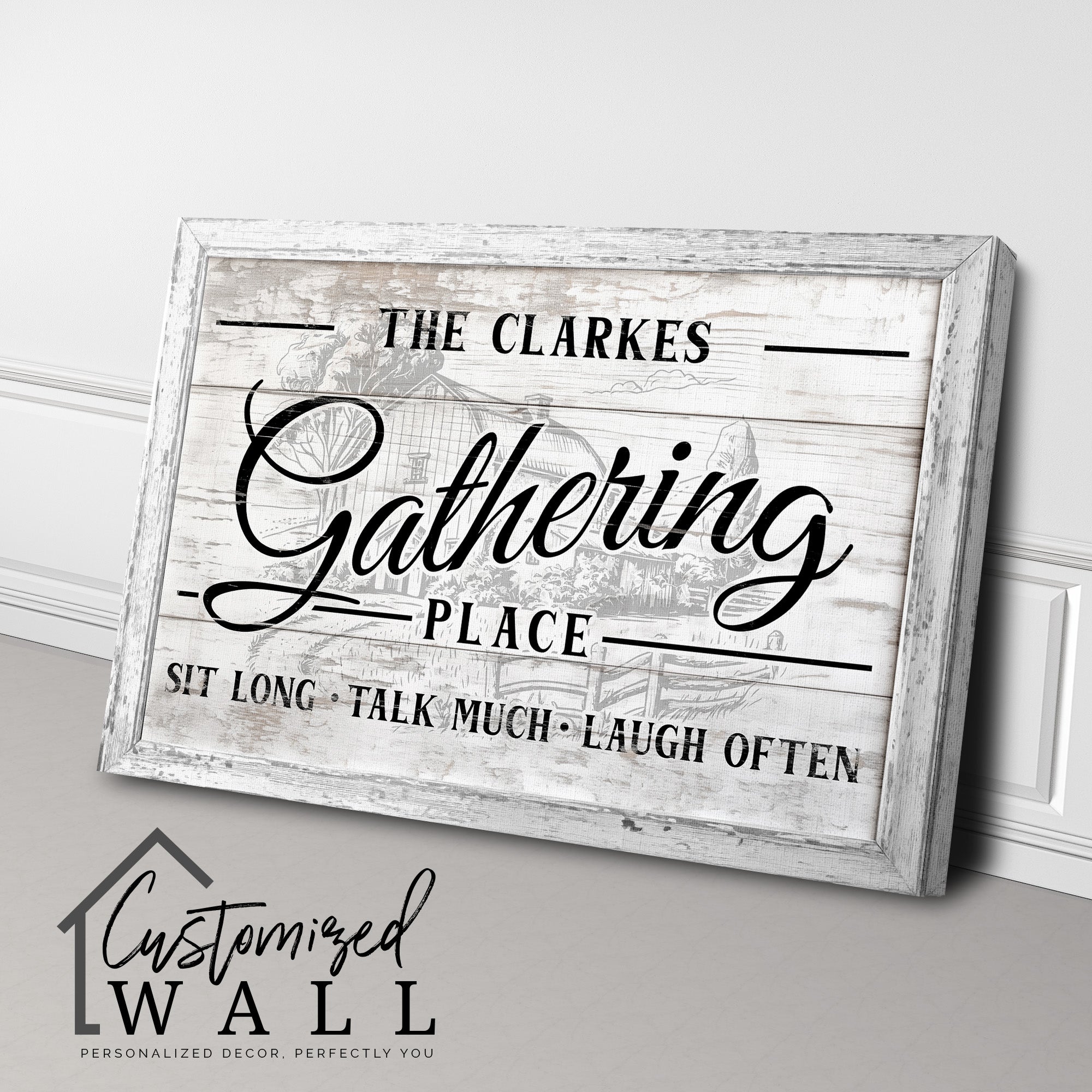 Personalized Family Gathering Place Canvas Sign – Rustic Farmhouse Decor for Heartfelt Gift Giving - Image 3