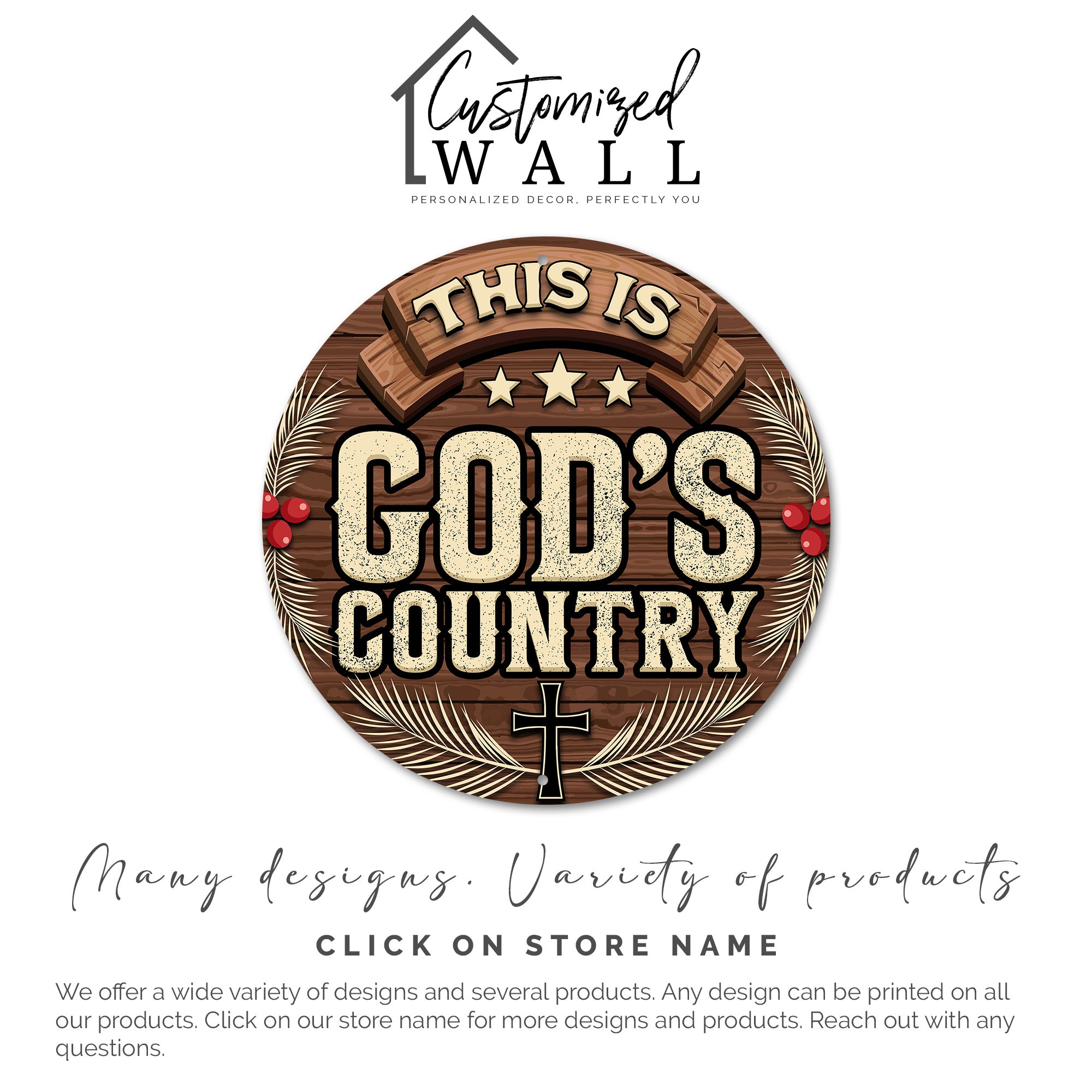 Personalized "God's Country" Round Metal Sign - Rustic Christian Decor for Home, Perfect Custom Gift for Loved Ones - Image 3