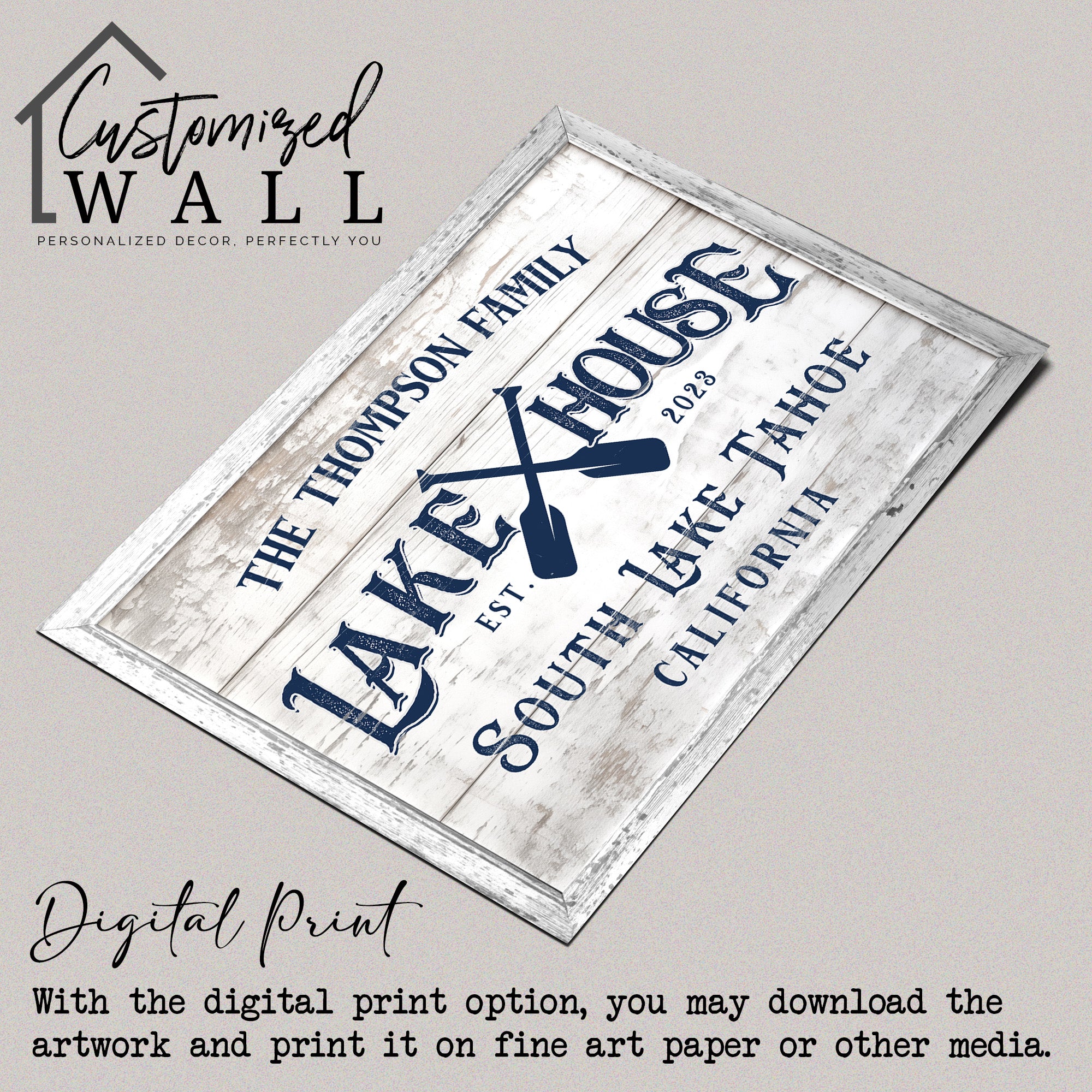 Personalized Lake House Canvas Sign – Custom Family Name and Location, Rustic Wall Décor for Vacation Homes and Special Occasions - Image 4