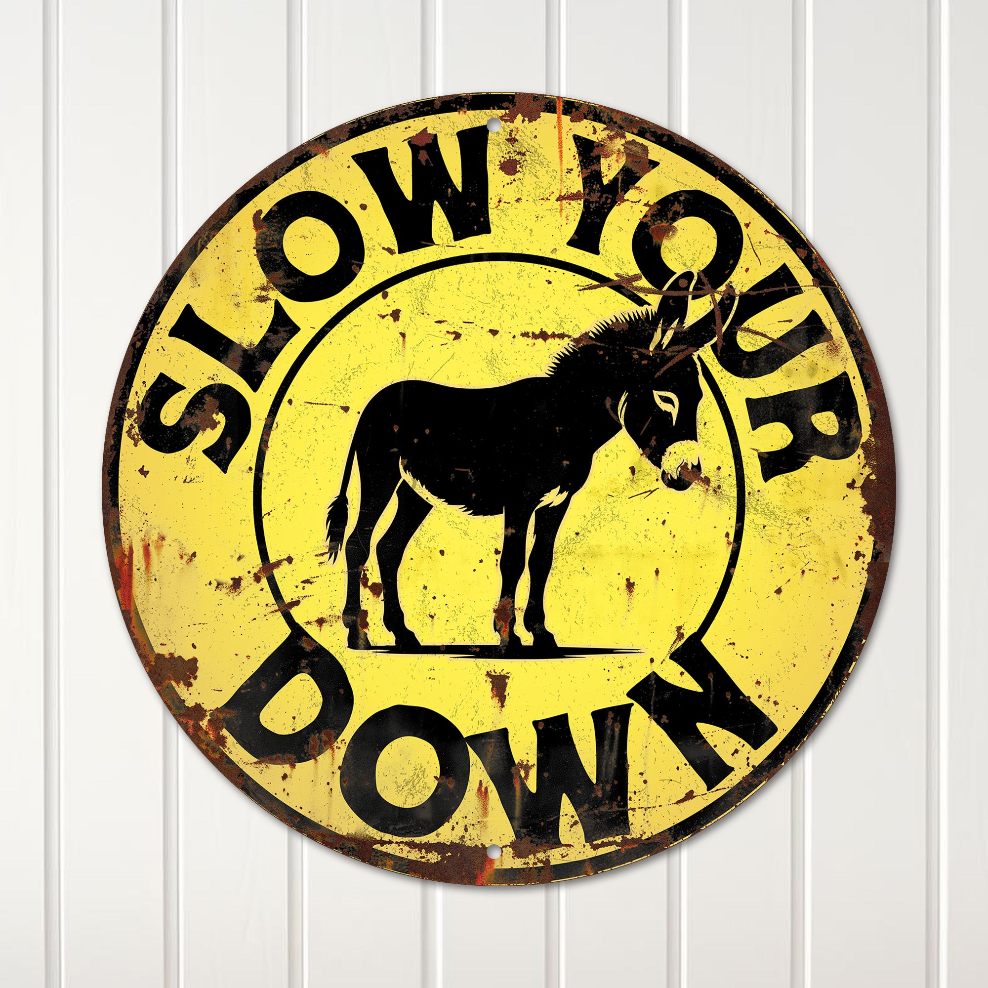 Personalized Yellow Donkey-Themed Metal Sign with Custom Text – Rustic Wall Art for Home and Farmhouse Décor - Image 4