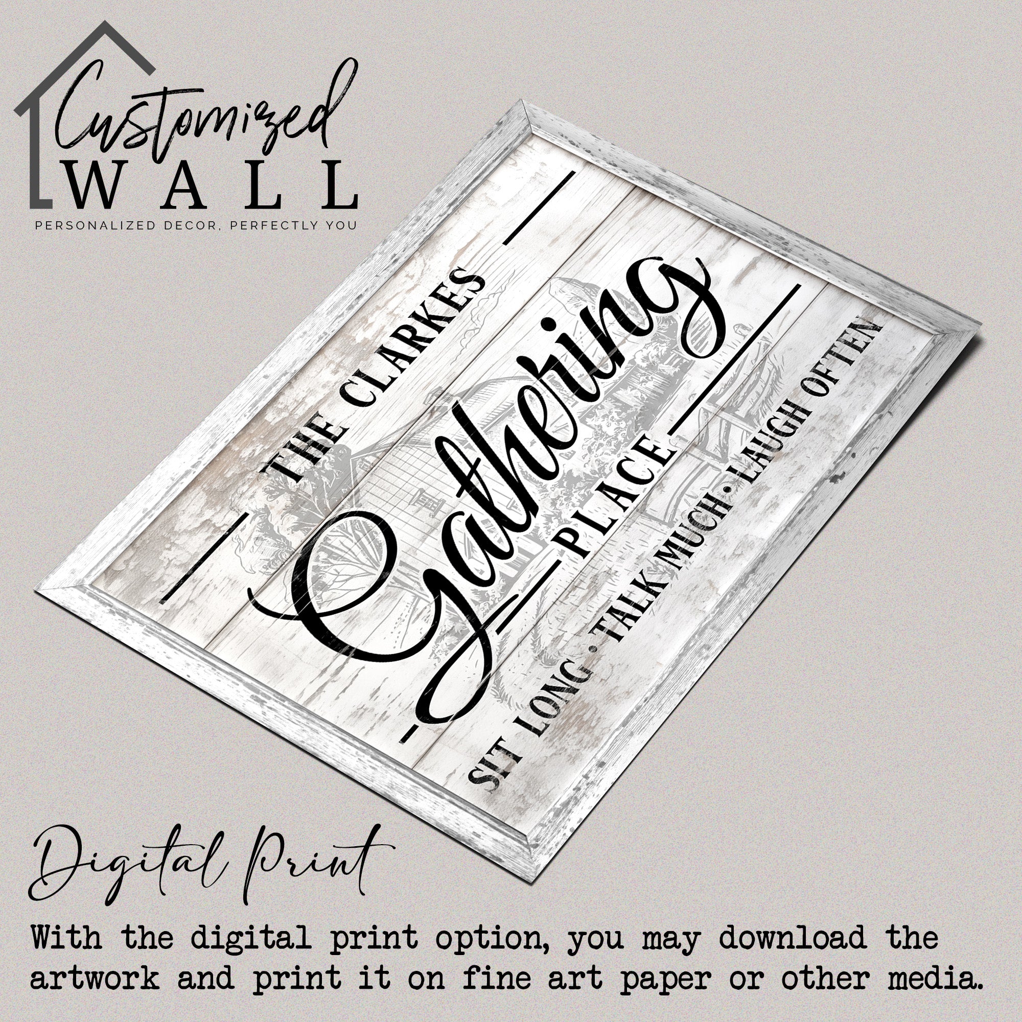 Personalized Family Gathering Place Canvas Sign – Rustic Farmhouse Decor for Heartfelt Gift Giving - Image 4