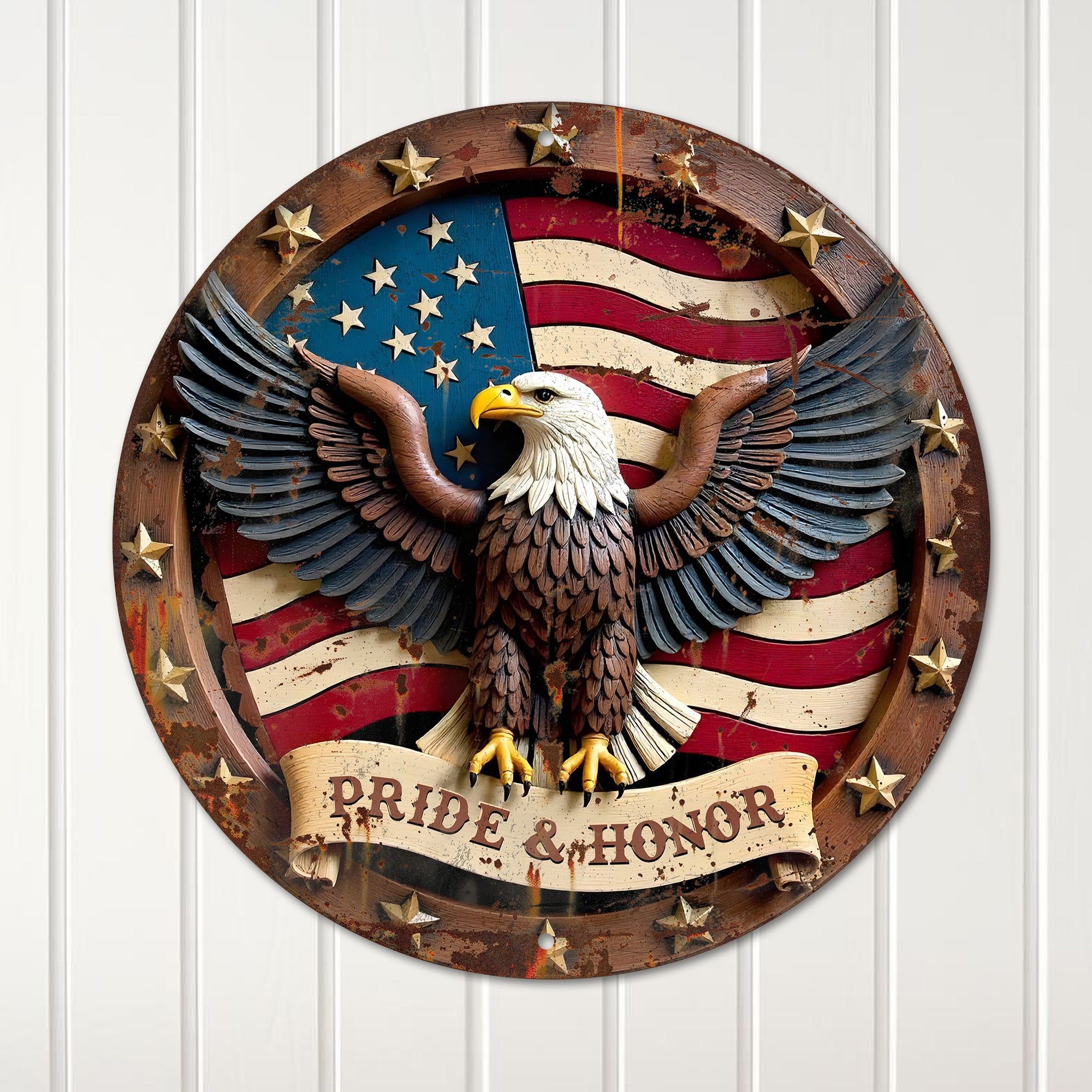 Personalized Bald Eagle Metal Wall Art - Customizable Patriotic "Pride & Honor" Sign for Home, Office, or Gift - Image 4