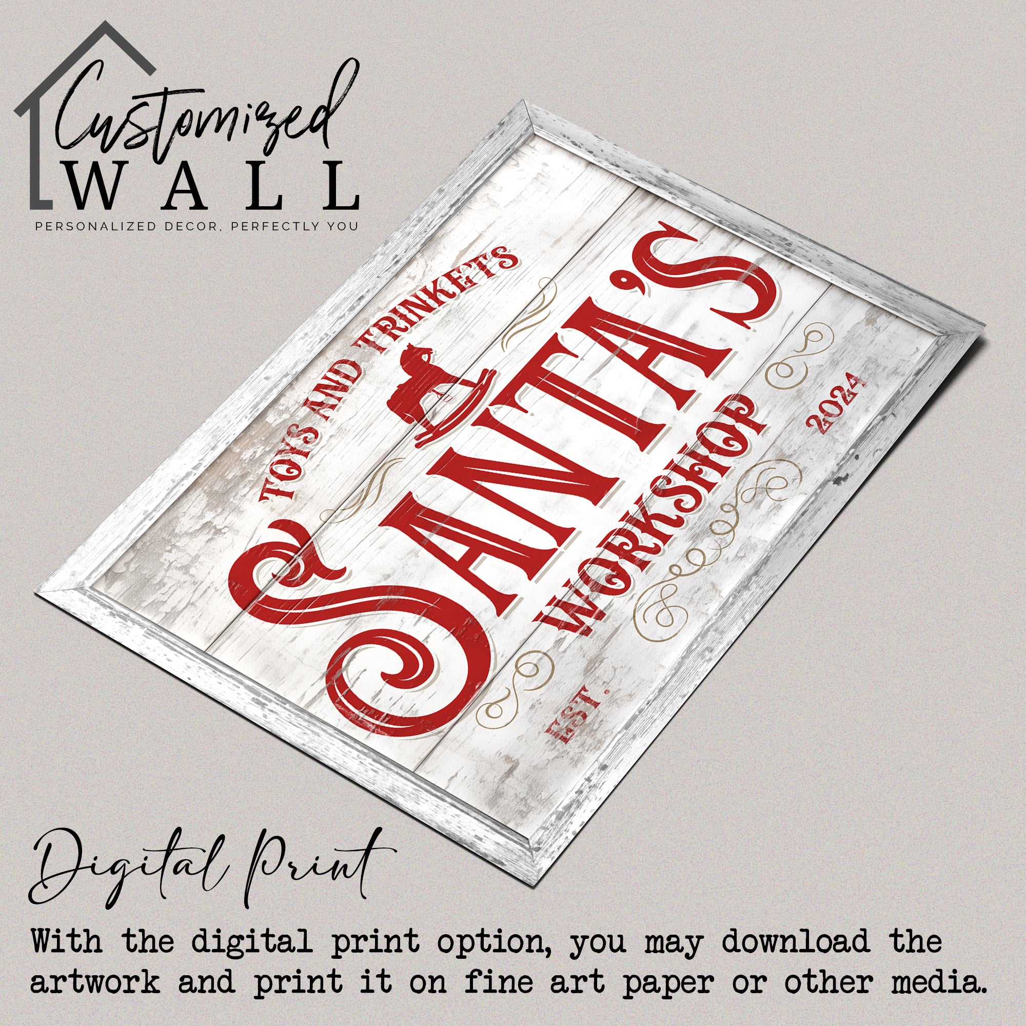 Personalized Santa's Workshop Handmade Wrapped Canvas – Custom Name Design, Perfect Christmas Decor or Gift - Image 4