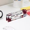 Personalized Acrylic Desk Block with Floral Design - Custom Nameplate for Elegant Office Decor and Thoughtful Gift - Image 4