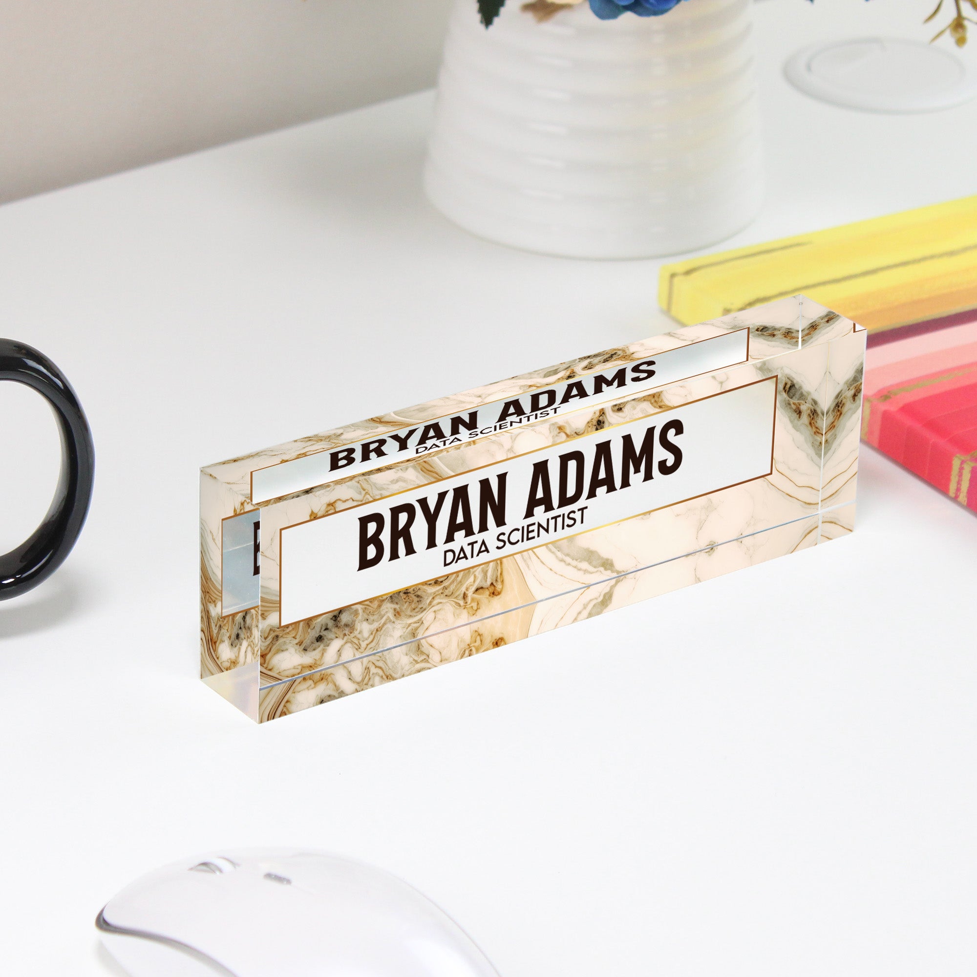 Personalized Acrylic Desk Nameplate – Elegant Marble Design for Data Scientists, Perfect Handcrafted Gift for Professionals - Image 4
