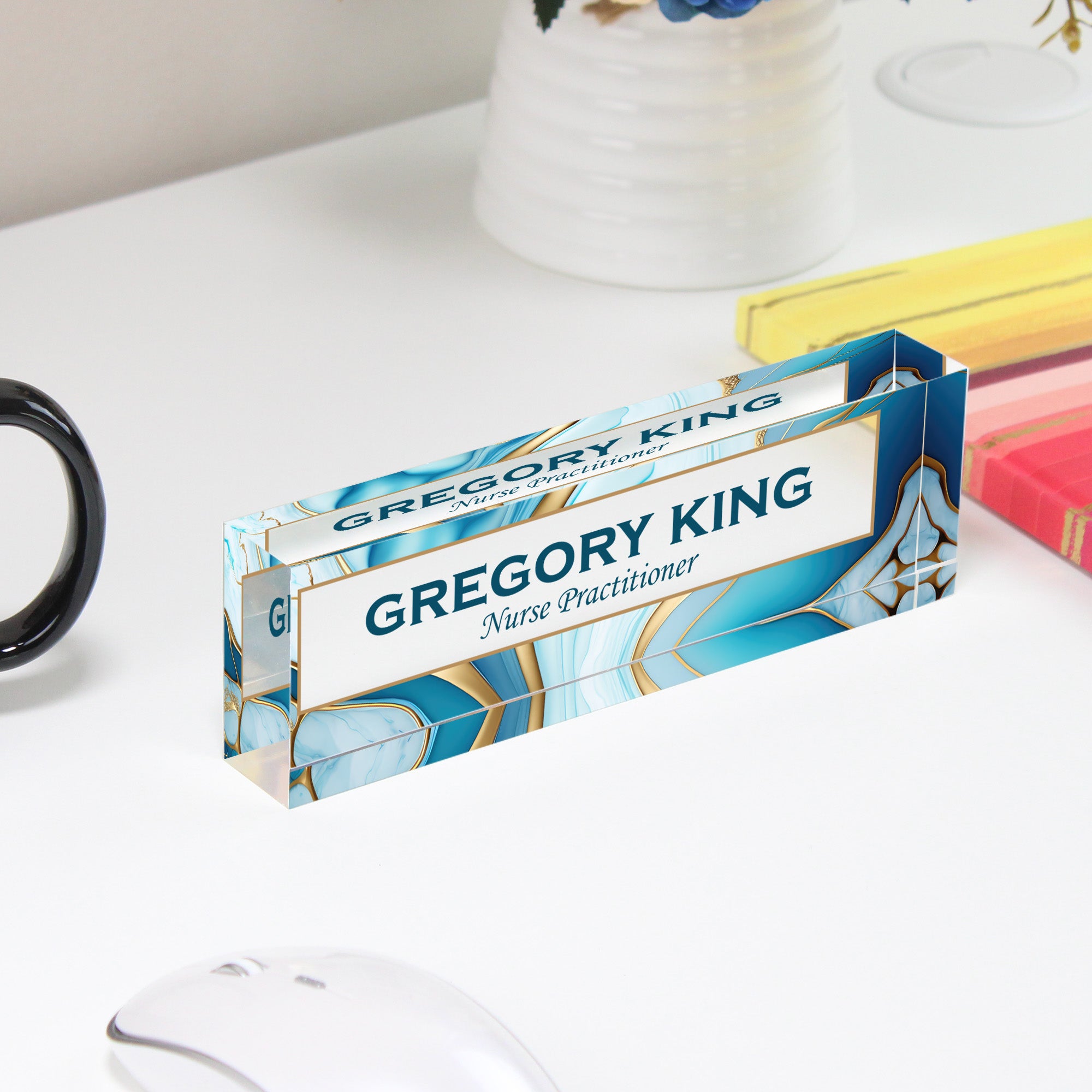 Personalized Acrylic Desk Name Plate - Elegant Crystal Design for Nurse Practitioners - Custom Office Decor Gift - Image 4