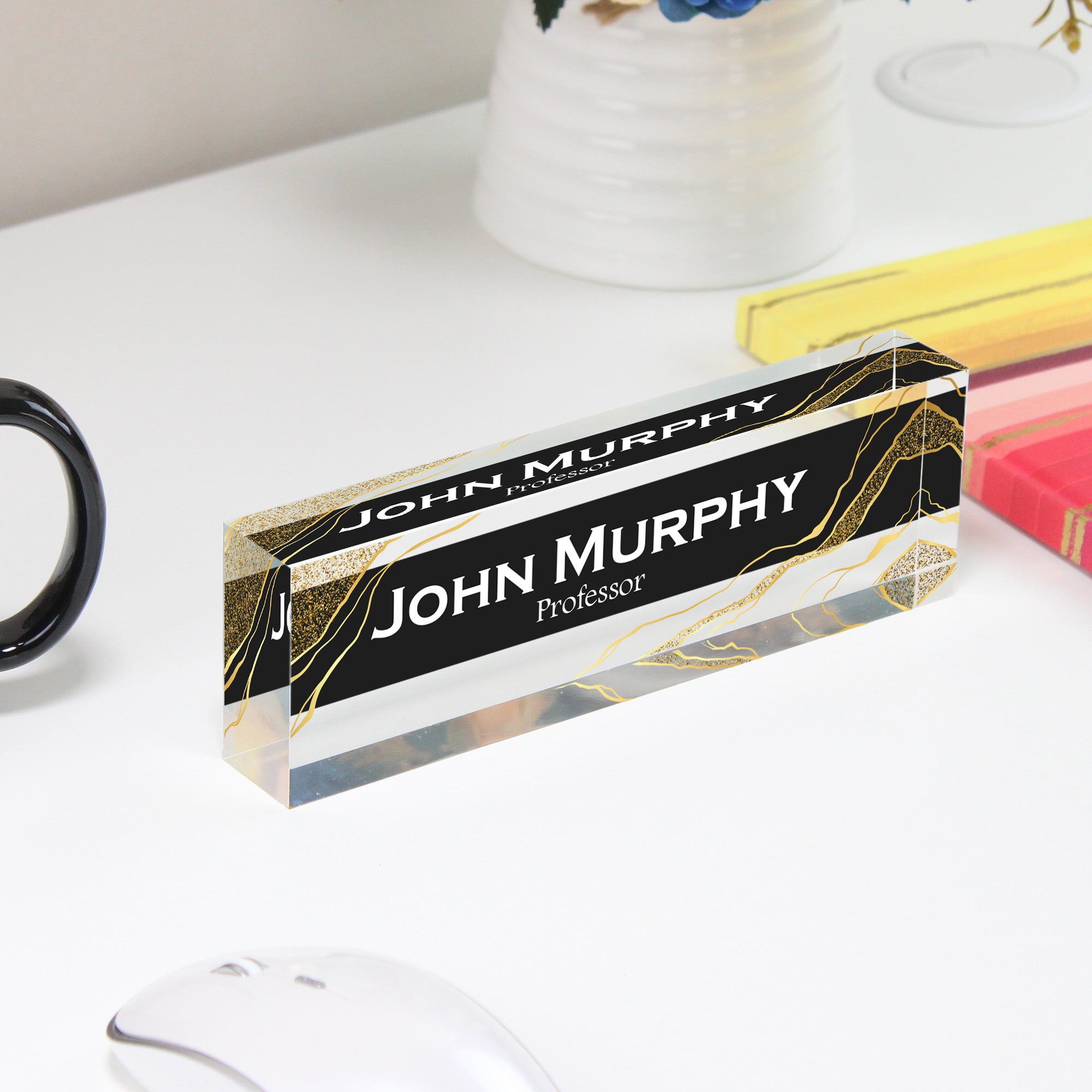 Personalized Acrylic Desk Block - Elegant Custom Name Plate for Professors and Professionals - Image 4