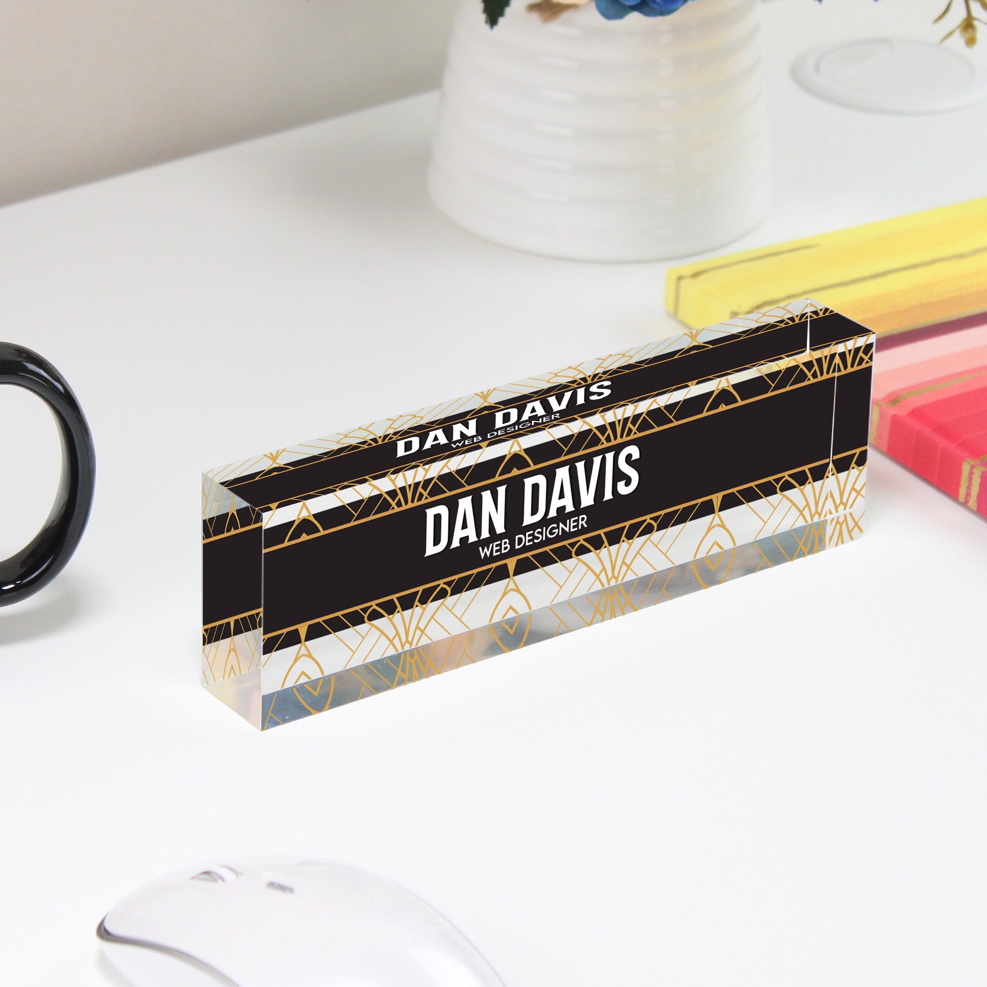 Personalized Acrylic Desk Name Block - Custom Web Designer Sign with Art Deco Style for Office Decor & Gift Giving - Image 4