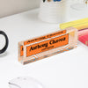 Personalized Acrylic Desk Block - Custom Nameplate with Vibrant Orange Wave Design for Copy Editors - Image 4