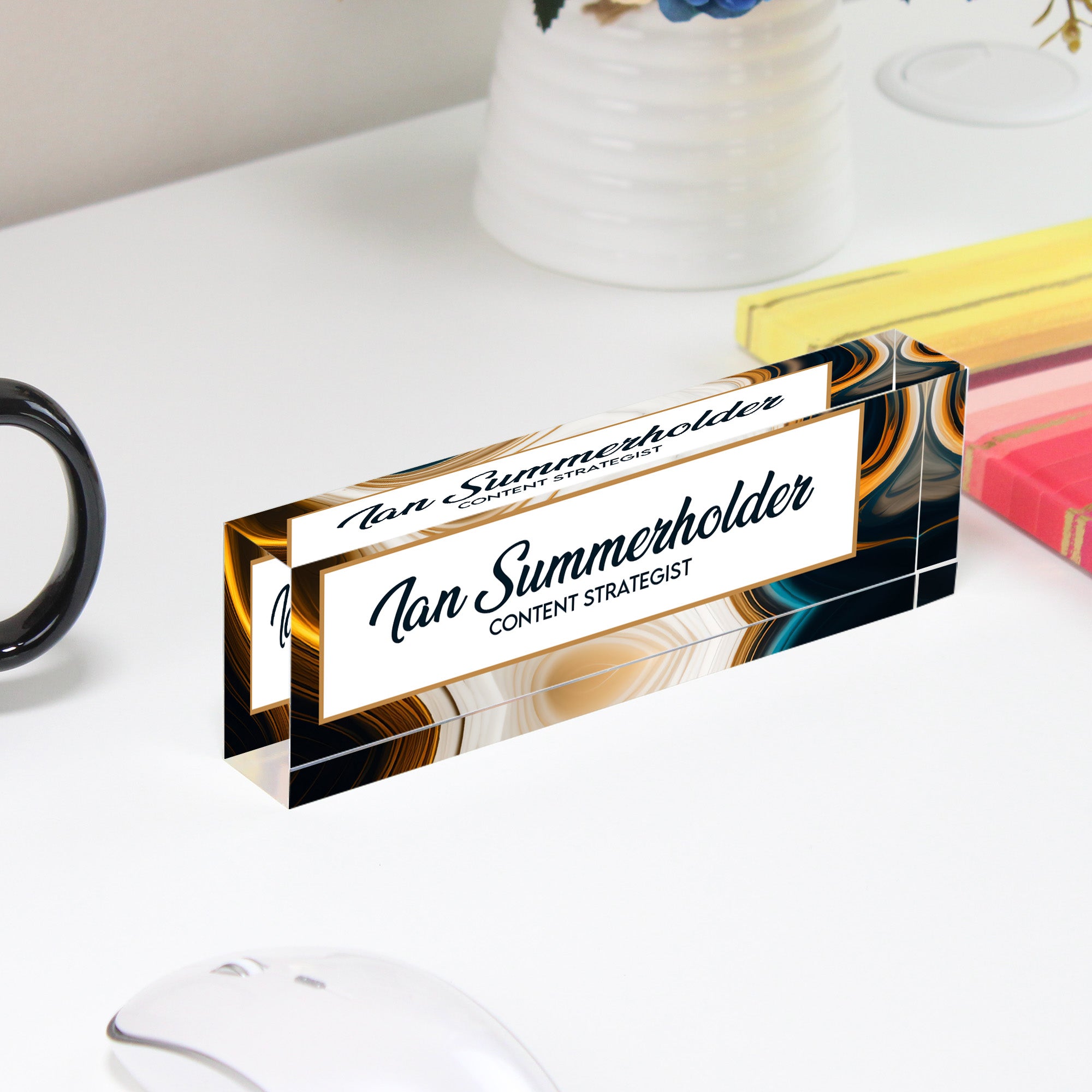 Personalized Acrylic Desk Name Block - Customizable Office Décor for Professionals and Stylish Gift for Colleagues - Image 4