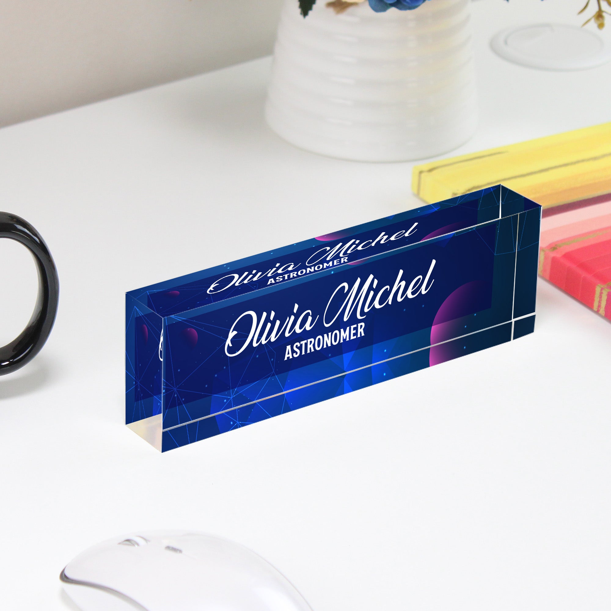 Personalized Acrylic Desk Block with Astronomical Design – Custom Name Plaque for Astronomy Enthusiasts and Unique Gift Givers - Image 4