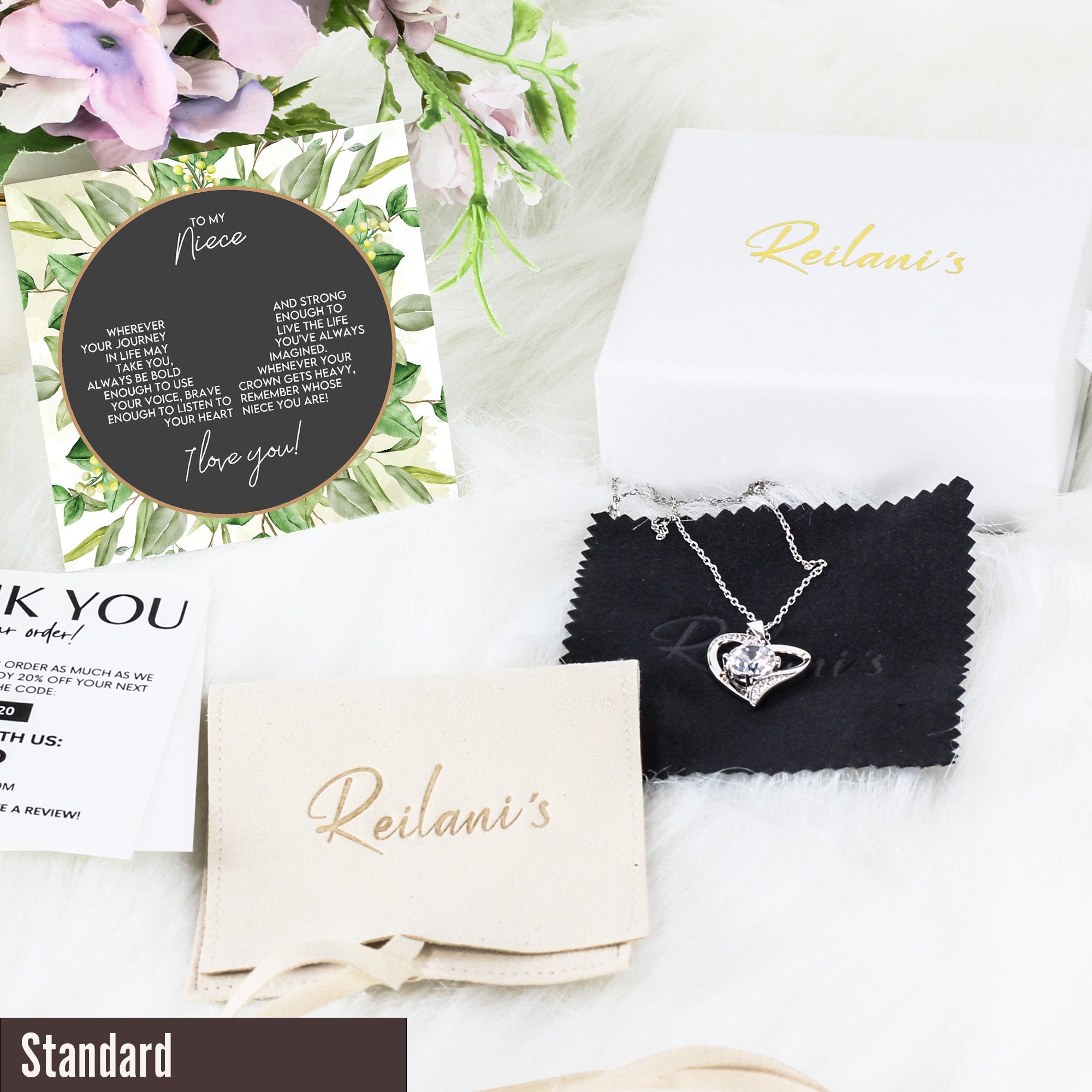 Personalized Name Necklace with Inspirational Message Card, Perfect Gift for Niece - Premium Silver Knot Design - Image 4