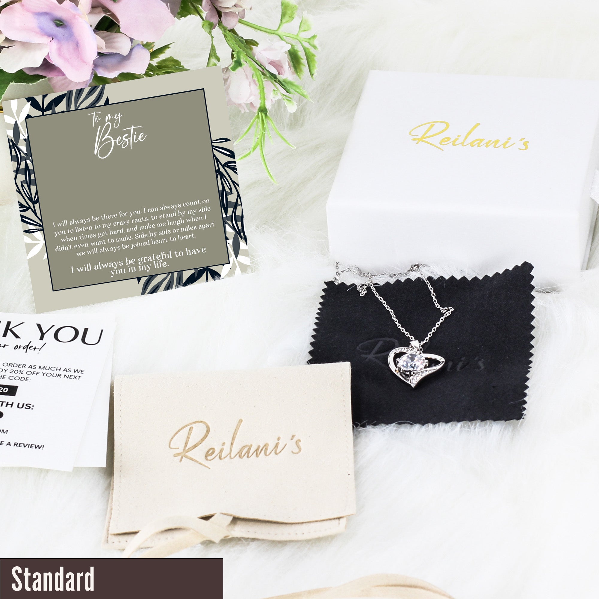 Personalized Best Friend Infinity Knot Necklace - Sterling Silver Gift for Bestie with Heartfelt Message Card - Image 4