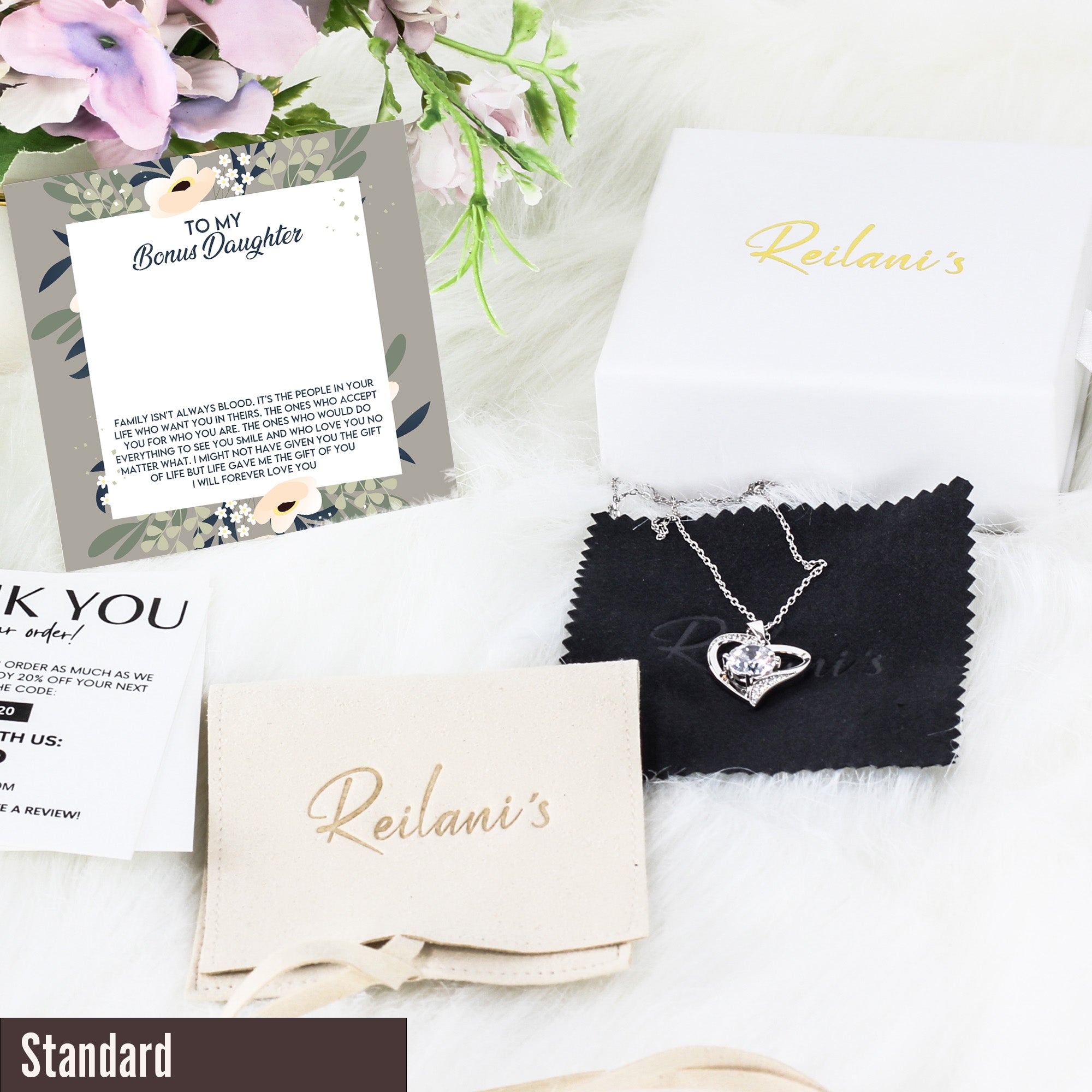 Heartfelt "Bonus Daughter" Necklace with Custom Message Card - Elegant Knot Design, Perfect Gift for Stepfamily Bonding - Image 4