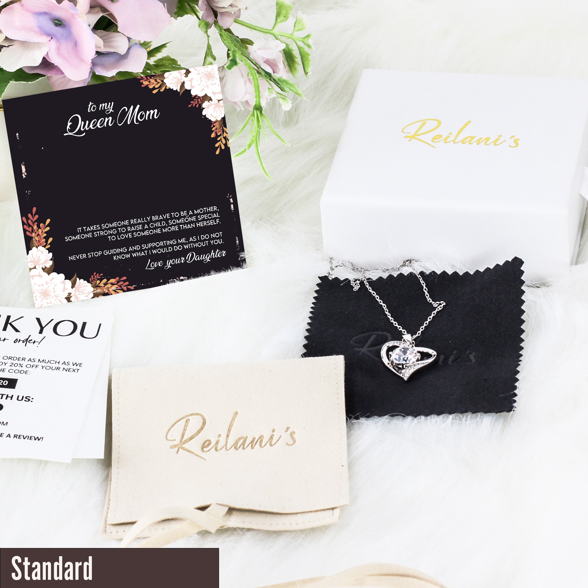 Elegant "To My Queen Mom" Necklace with Personalized Message Card - Perfect Gift for Mothers - Image 4