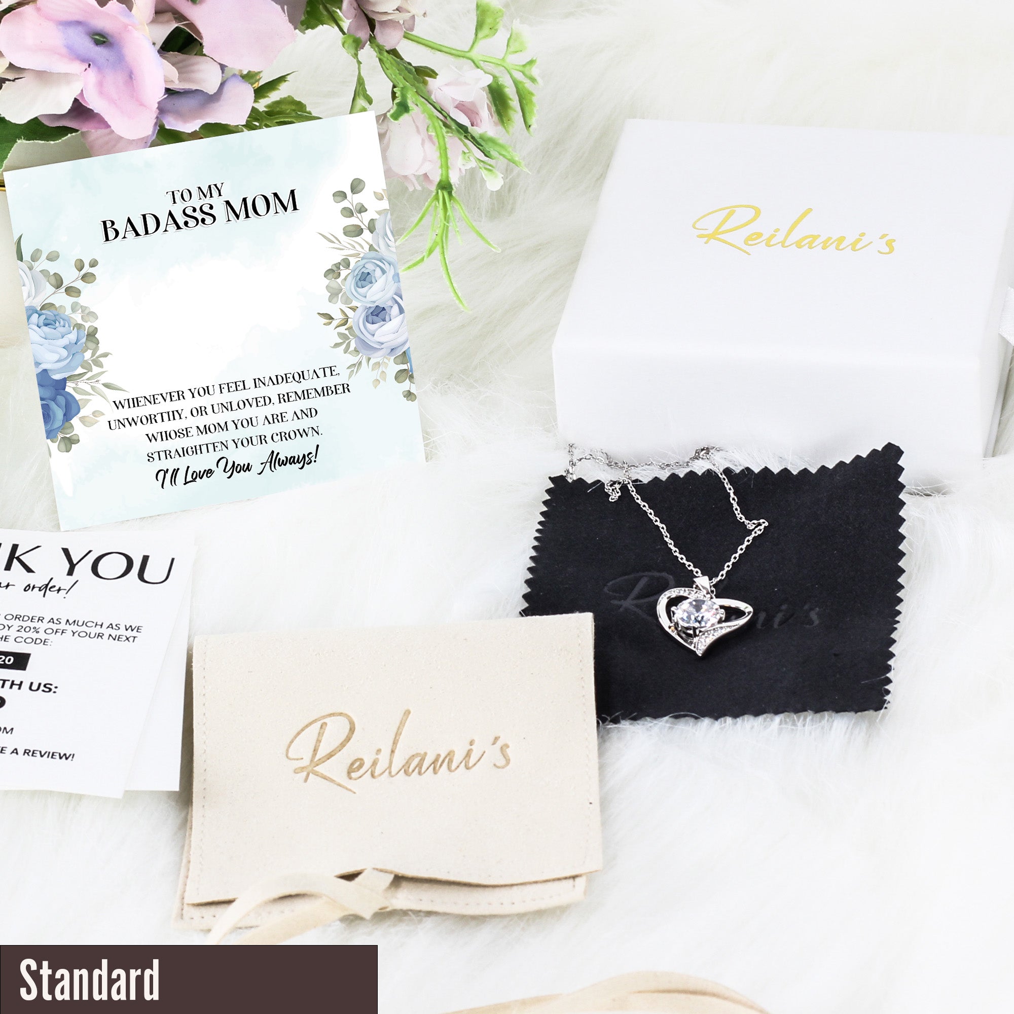 "Personalized Badass Mom Necklace with Inspirational Message Card - Perfect Gift for Mother's Day or Birthdays" - Image 4