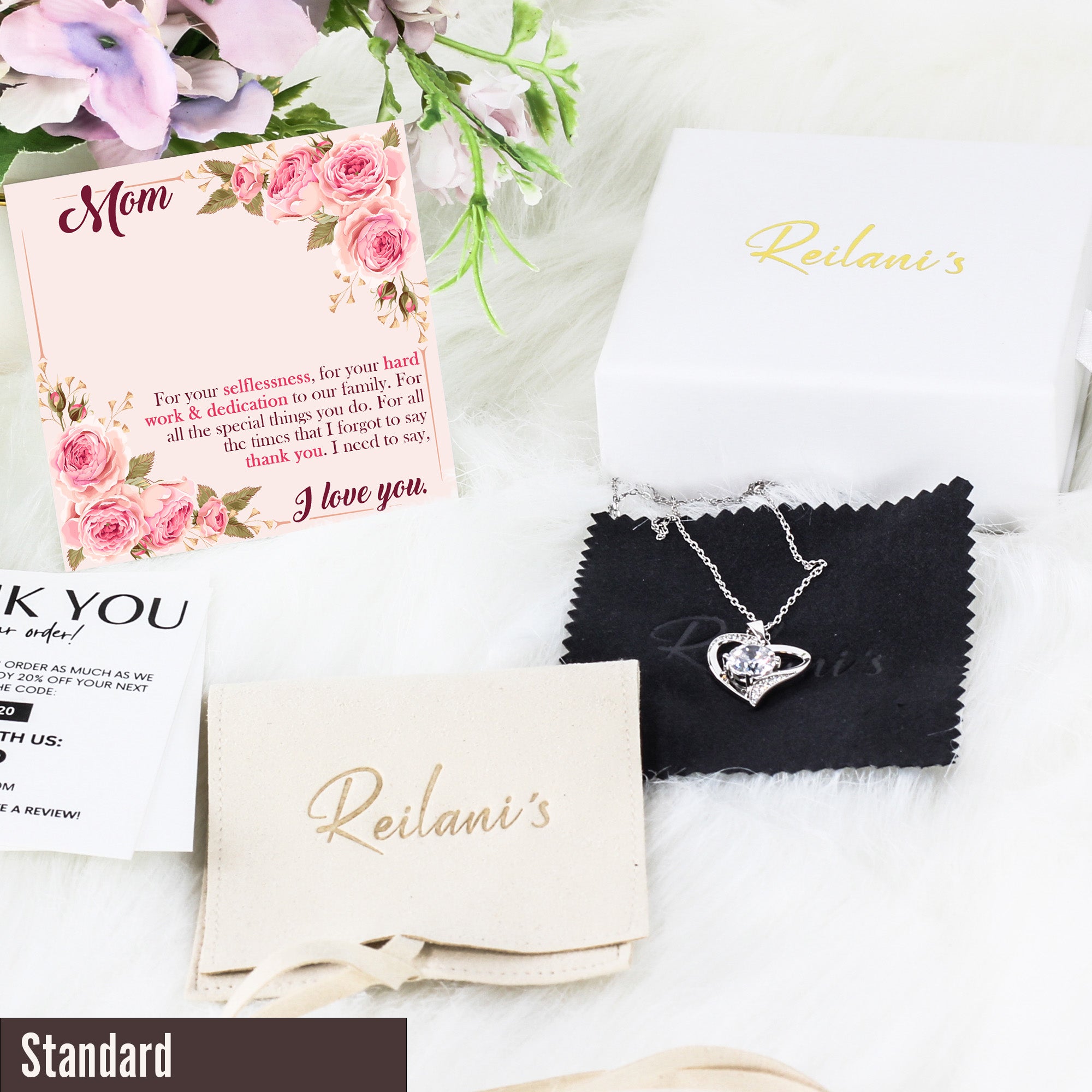 Personalized "I Love You, Mom" Necklace with Heartfelt Message Card and Silver Knot Pendant – Ideal Gift for Mother's Day, Birthdays & Special Occasions - Image 4
