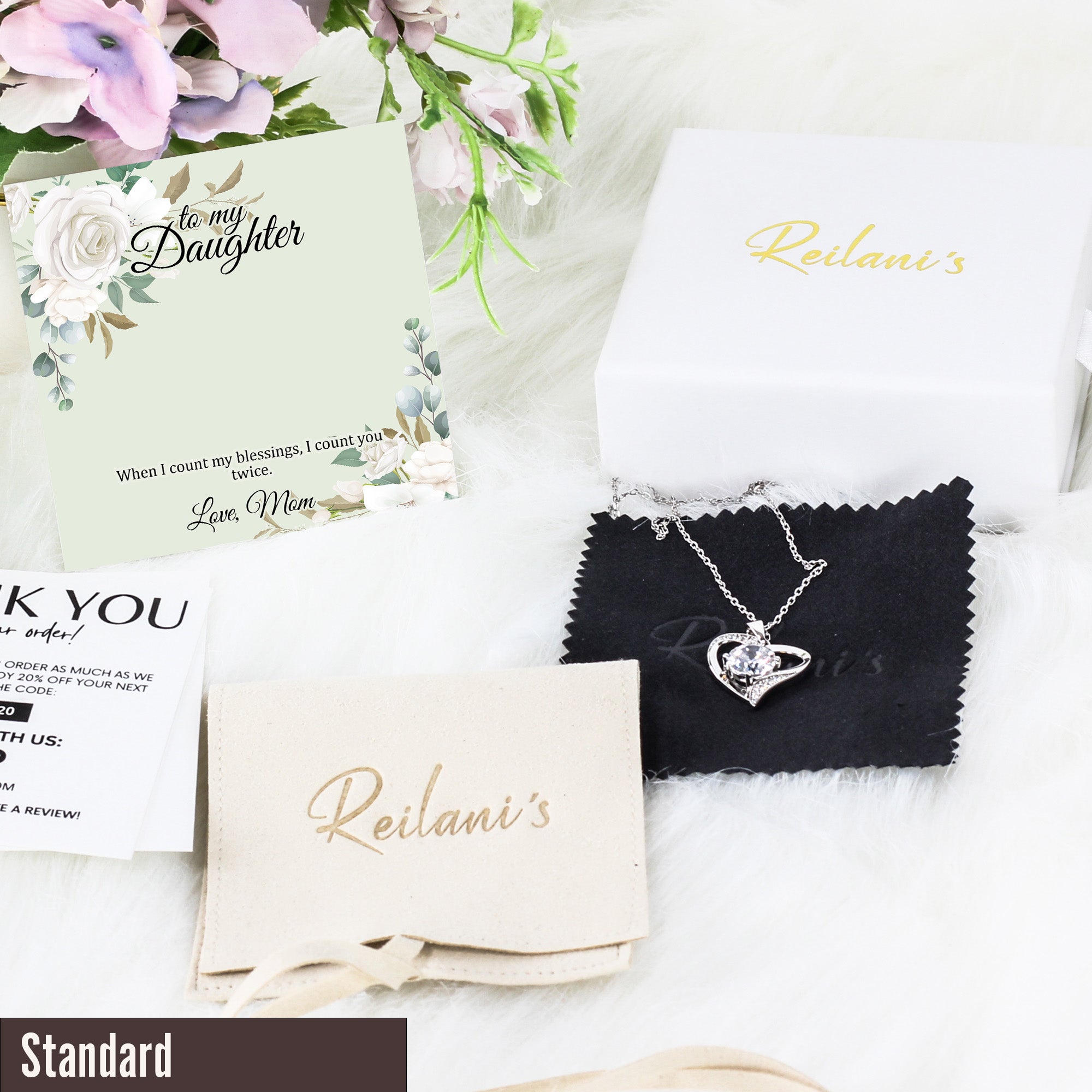 Personalized Daughter Necklace with Message Card – Elegant Silver Love Knot Design with Heartfelt Sentiment - Image 4