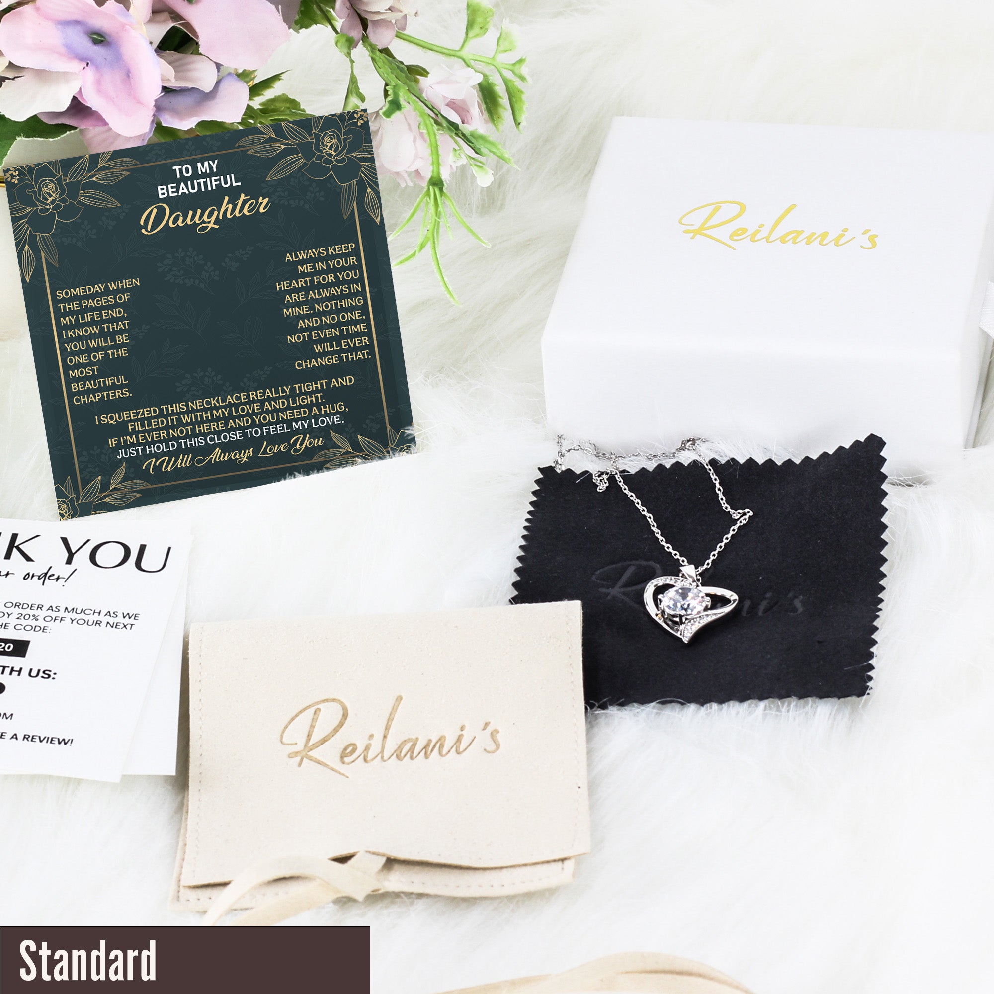 Sterling Silver Infinity Knot Necklace with Personalized Message Card – Perfect Gift for Daughter’s Love and Connection - Image 4