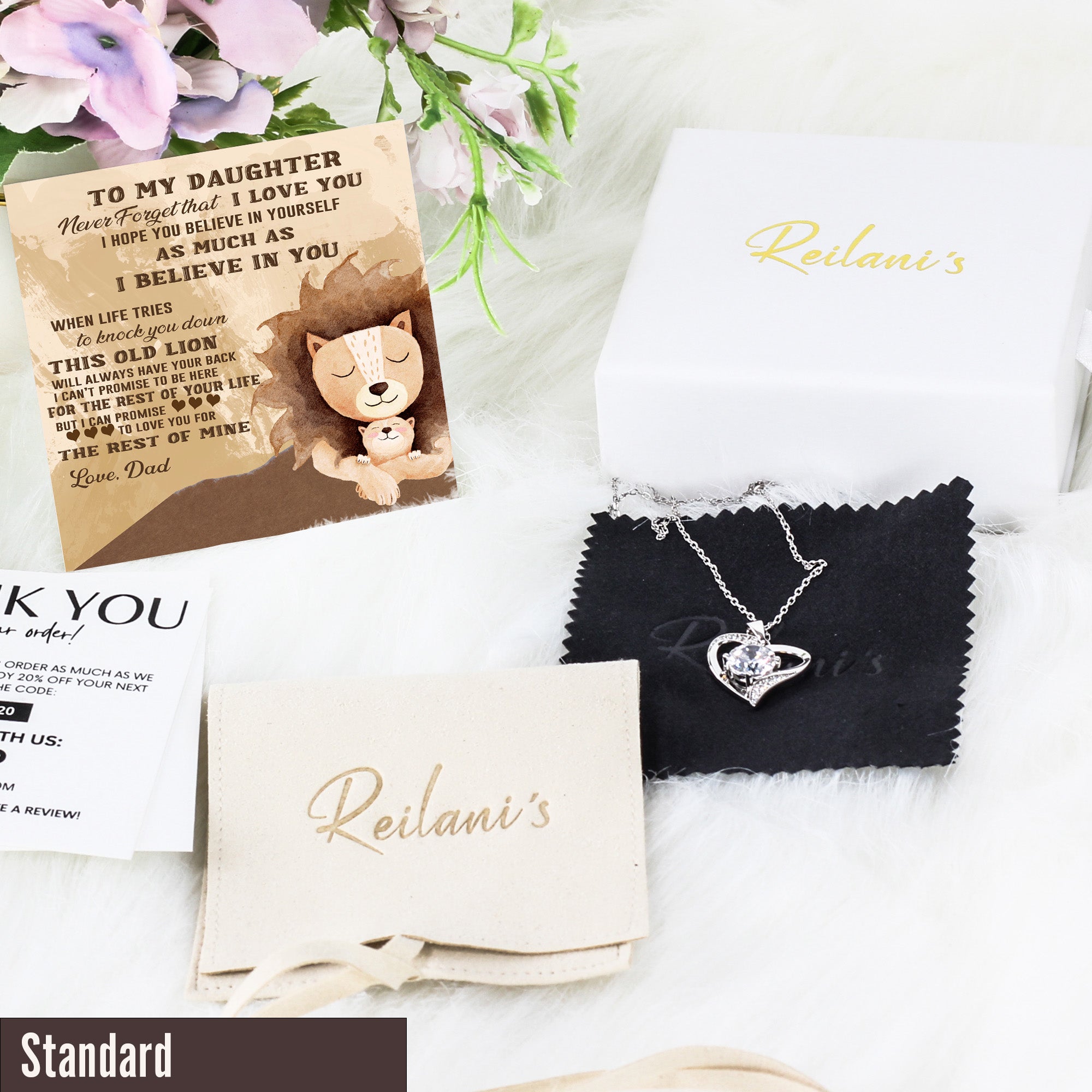 Personalized Daughter Necklace with Lion Design - Sterling Silver Knot Pendant and Heartfelt Message Card - Image 4