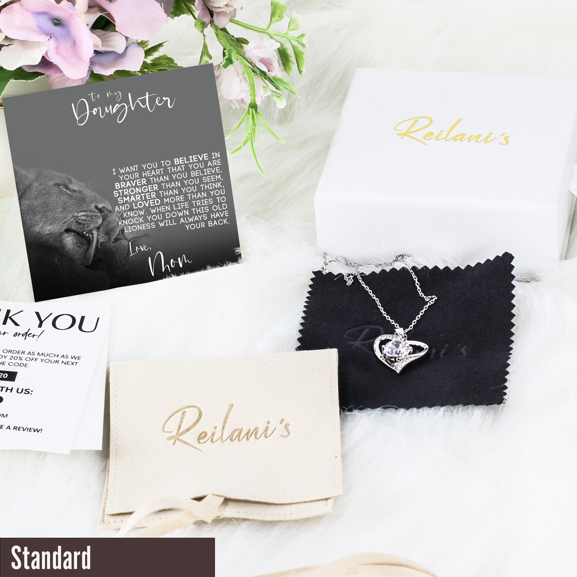 Personalized Mother-Daughter Necklace with Inspirational Message Card and Lioness Imagery – Perfect for Heartfelt Gift Giving - Image 4
