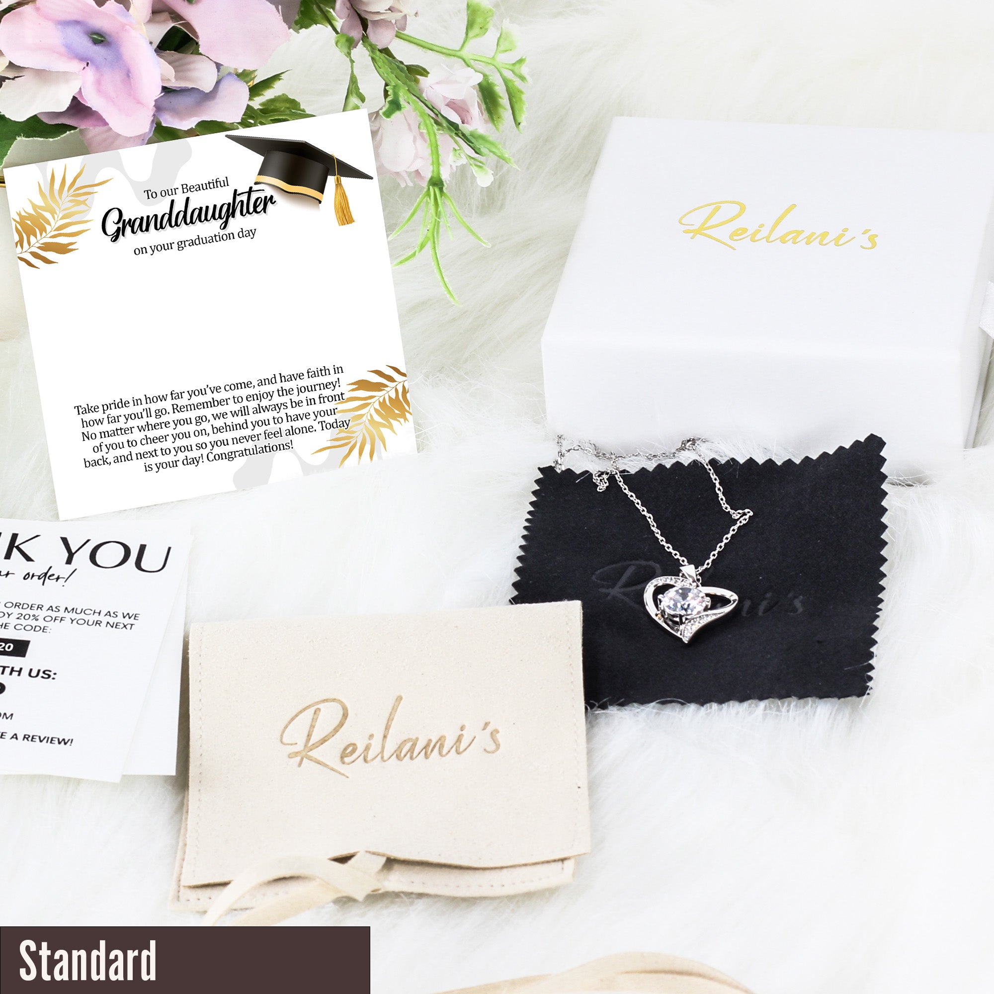 Elegant Granddaughter Graduation Necklace - Customizable Message Card with Diamond Knot Pendant for a Memorable Gift - Image 4