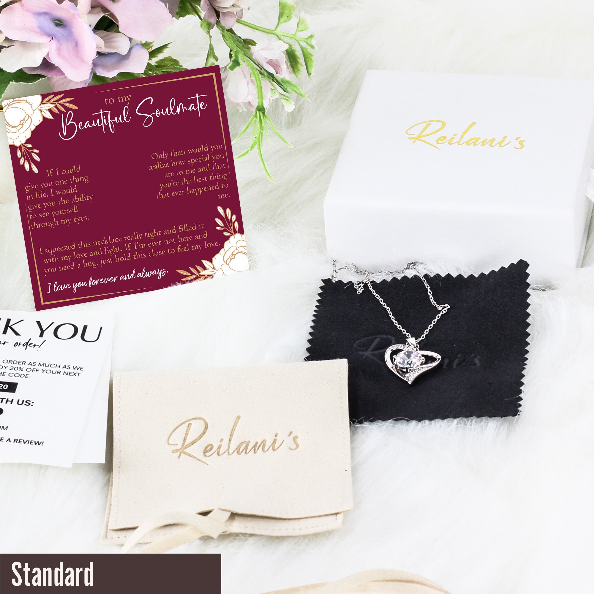 "Personalized Sterling Silver Soulmate Necklace Gift Set with Heartfelt Message Card - Perfect for Anniversaries, Birthdays, and Special Occasions" - Image 4