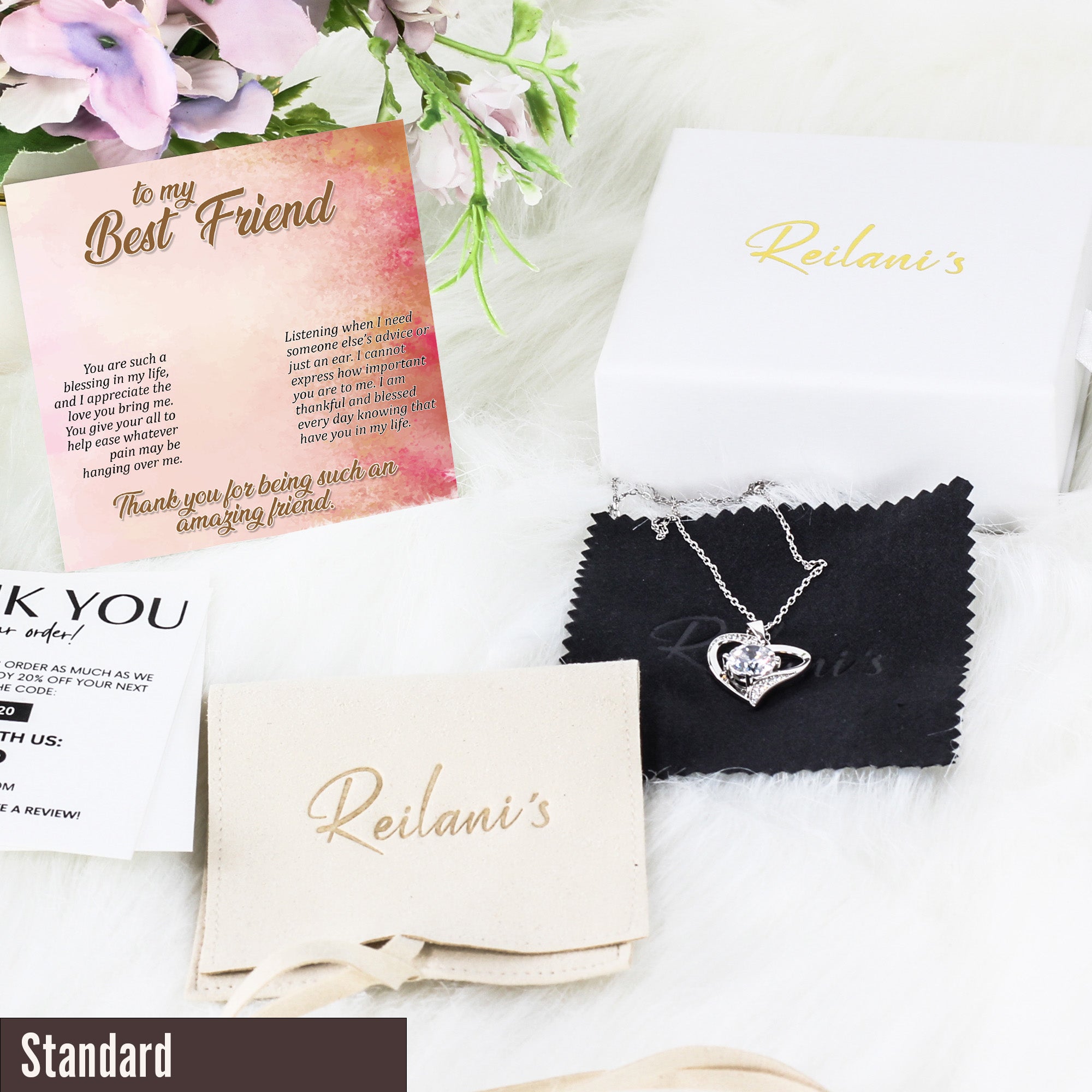 Personalized Best Friend Necklace with Heartfelt Message Card - Customizable Silver Knot Jewelry for Unique Friendship Gifts - Image 4