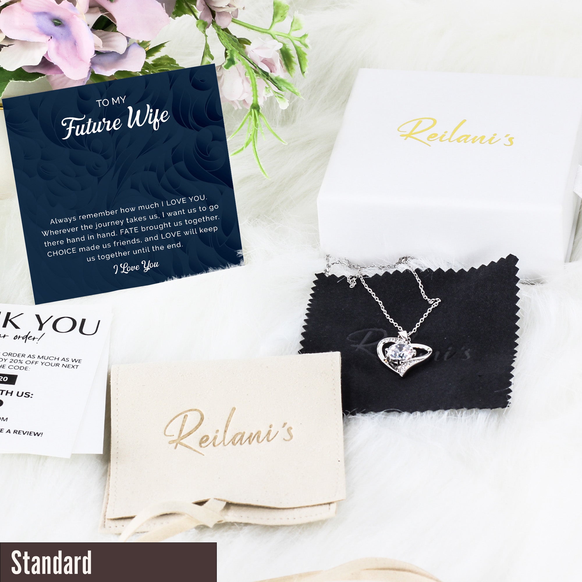 Elegant Personalized Message Card Necklace for Your Future Wife – Handcrafted Love Knot Pendant in Premium Silver - Image 4