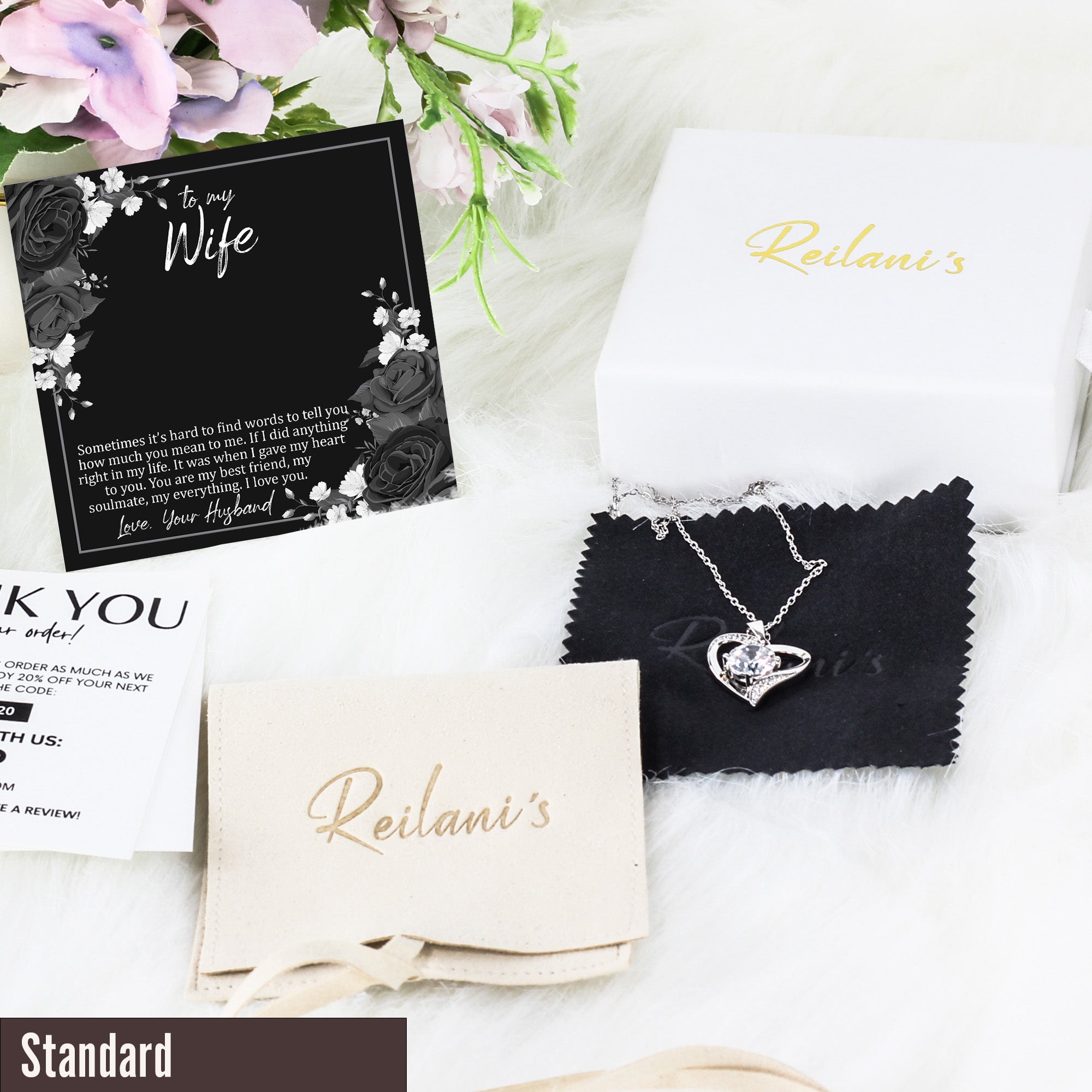 Elegant Personalized Necklace with Heartfelt Message for Wife - Sterling Silver Infinity Knot Pendant - Image 4