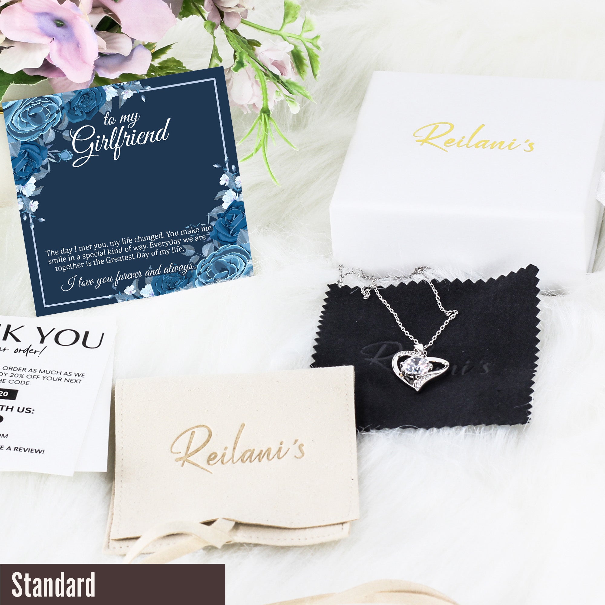 Elegant Customizable Message Card Necklace for Girlfriend – Sterling Silver Infinity Knot with Personalized Love Note - Image 4