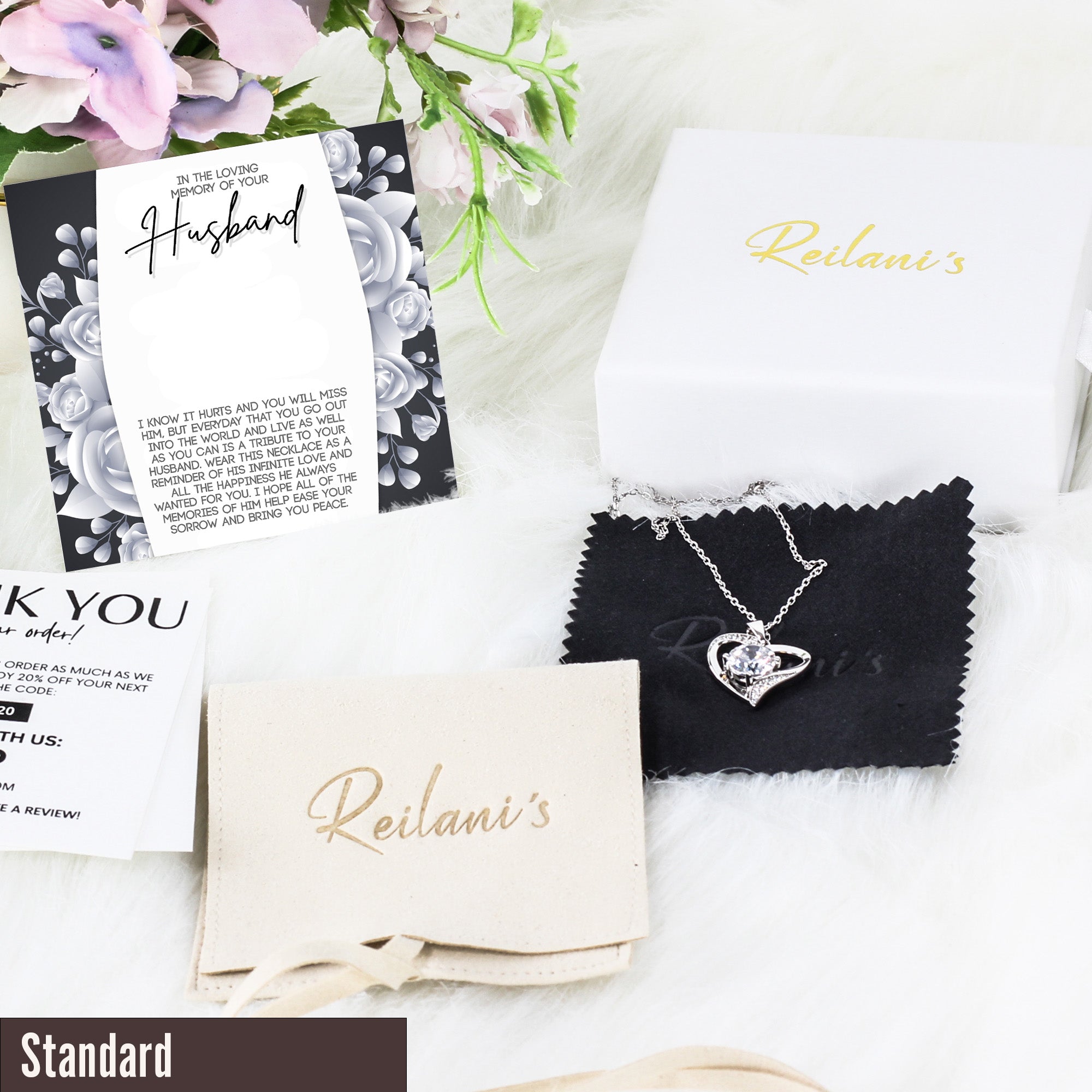 Elegant Memorial Necklace for Husband - Personalized Sympathy Gift with Engraved Pendant and Comforting Message - Image 4