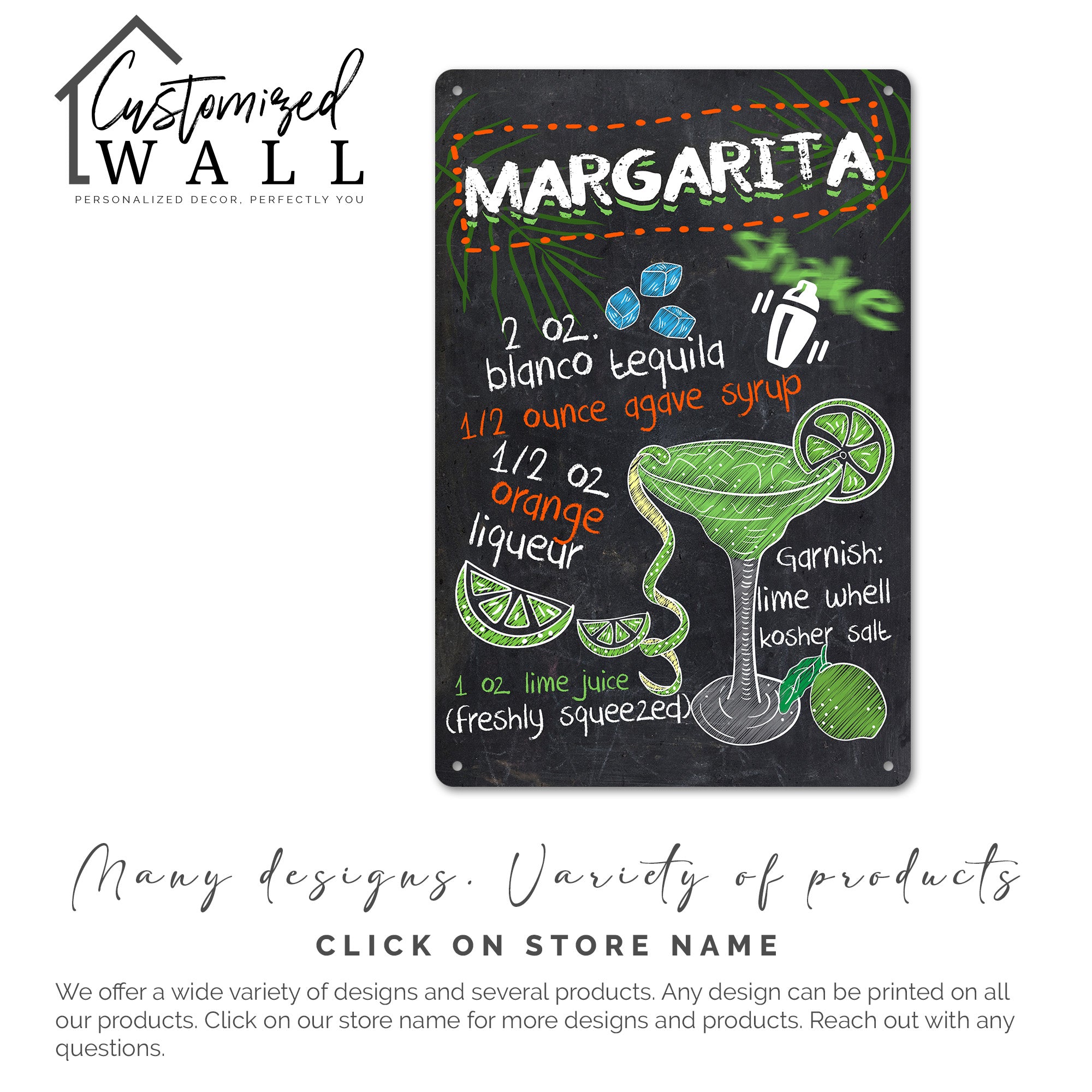 Personalized Margarita Recipe Metal Sign - Retro Kitchen Decor with Customizable Cocktail Details for Casa Parties & Gift-Giving - Image 7