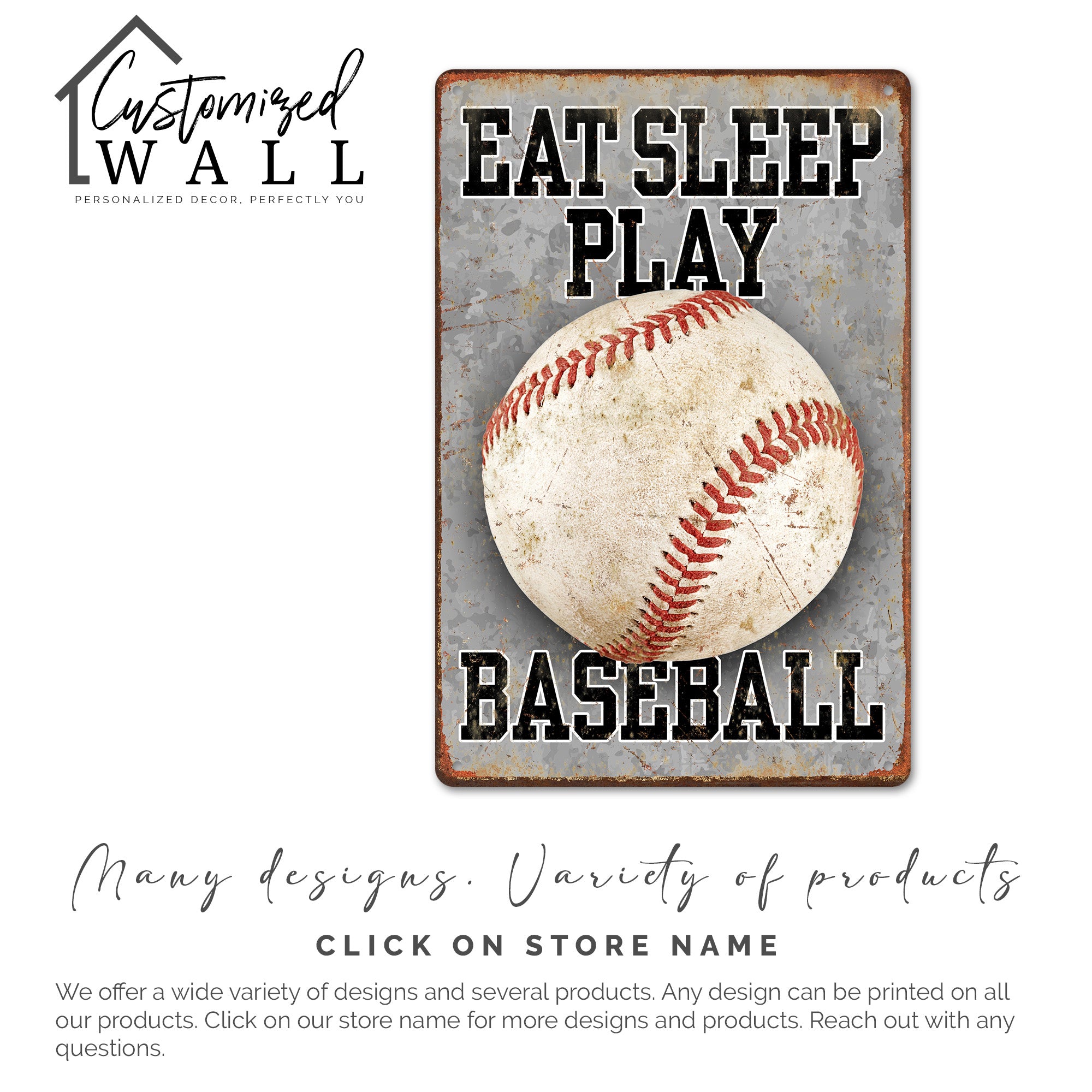 Personalized "Eat Sleep Play Baseball" Metal Sign - Custom Sports Décor for Fans & Players, Great Gift for Birthdays or Anniversaries - Image 6