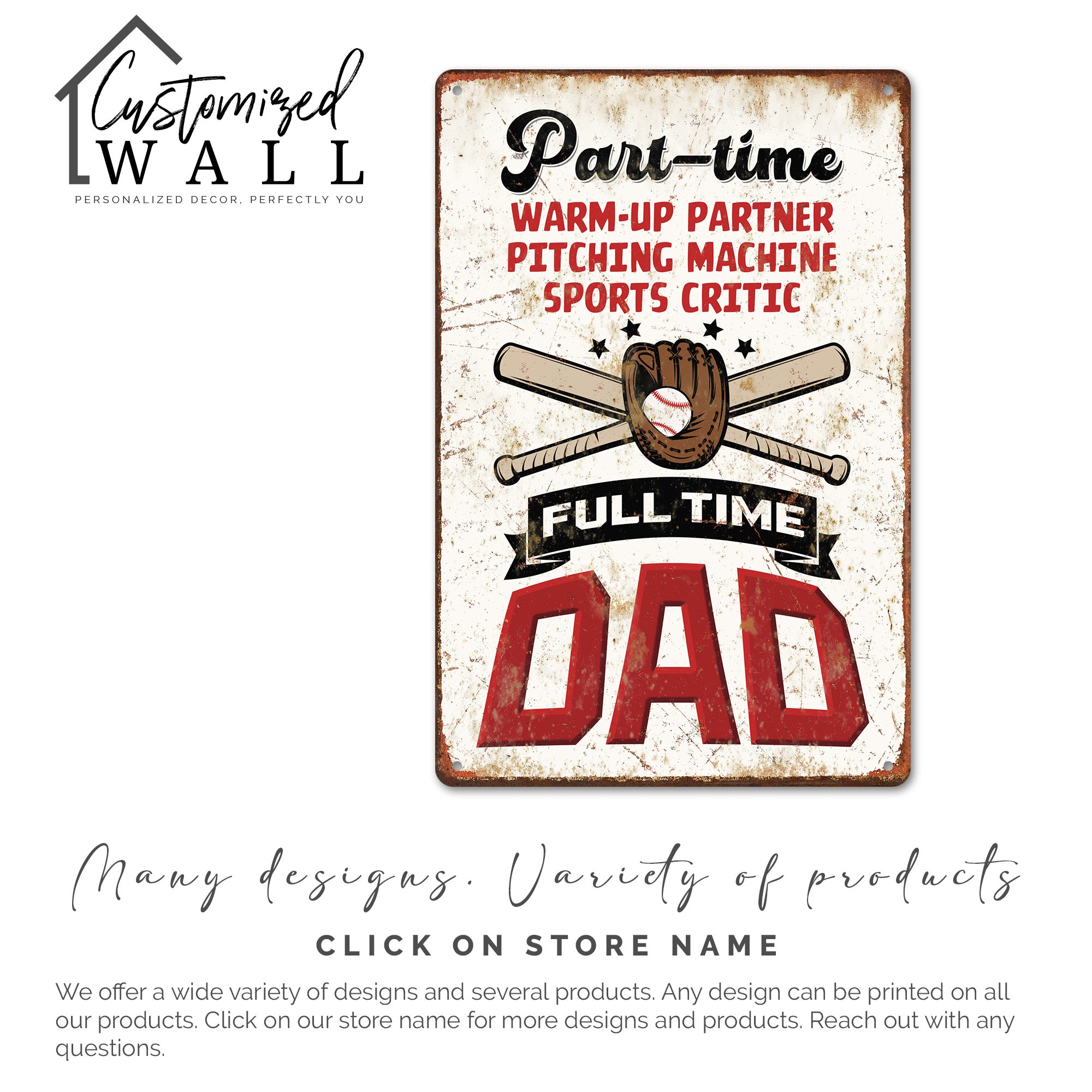 Personalized Rustic Metal Sign for Dads - Warm-Up Partner & Sports Critic - Perfect Gift for Father's Day or Birthday - Image 6