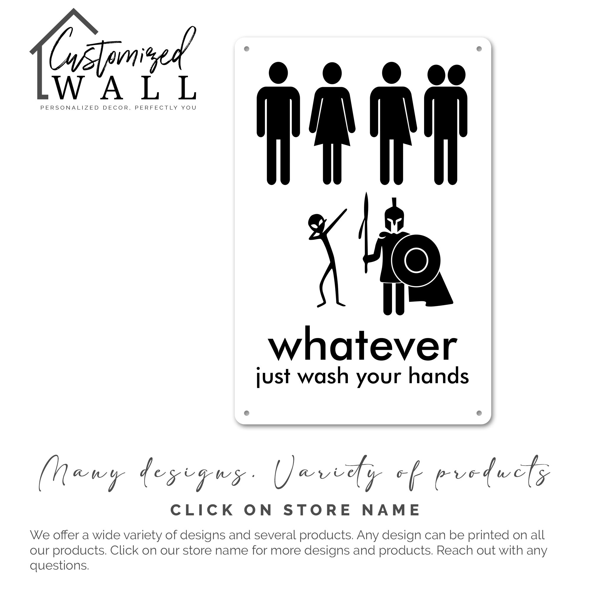 Personalized Humorous Metal Bathroom Sign - "Whatever, Just Wash Your Hands" - Unique Rustic Decor for All Genders and Styles - Image 7