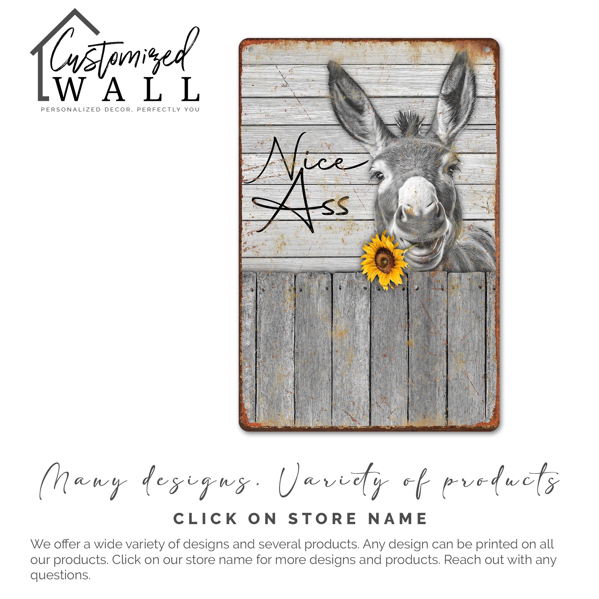 Personalized Rustic Metal Sign with Humorous Donkey Design – Perfect Custom Gift for Animal Lovers, Handmade Rustic Wall Decor - Image 6