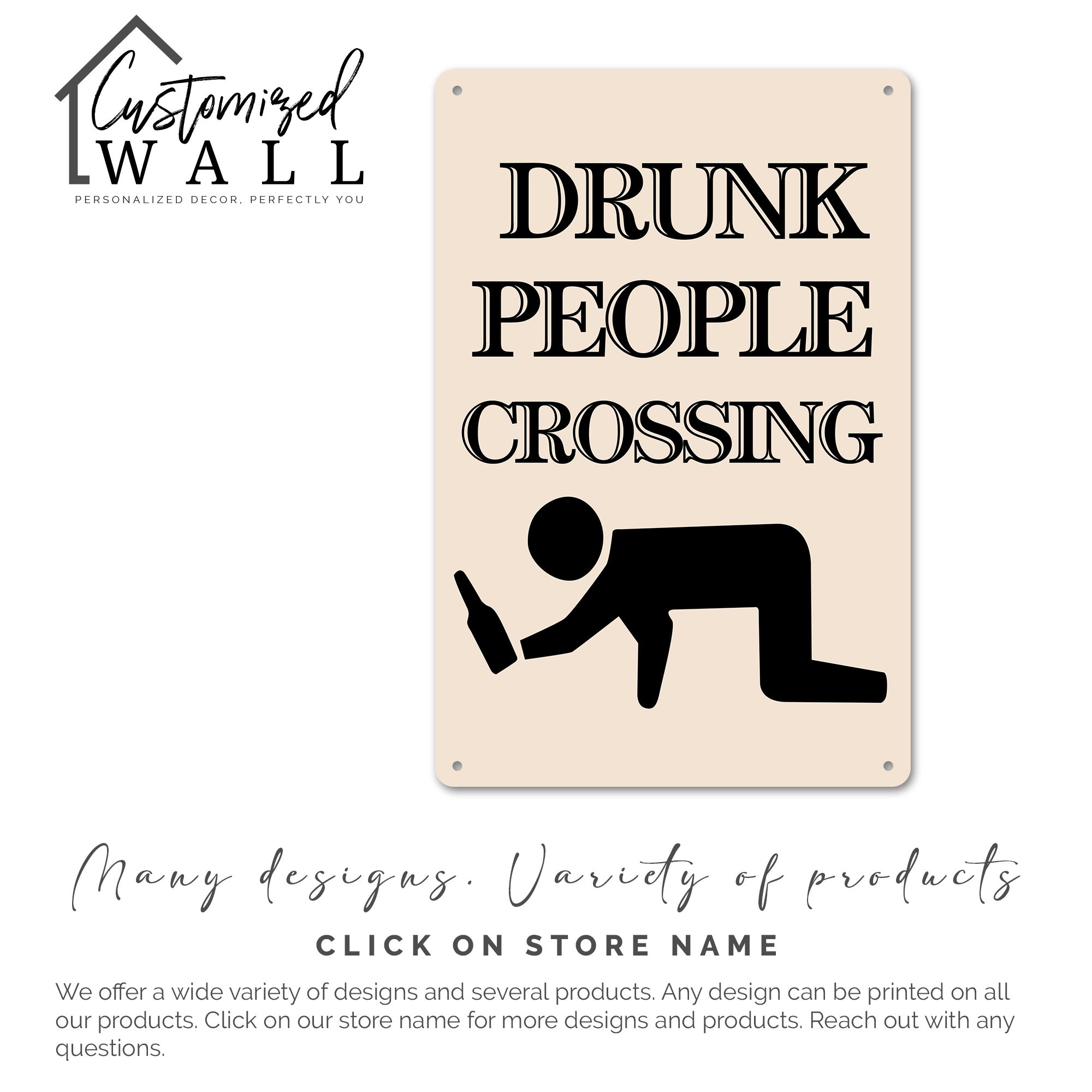 Personalized Vintage-Style "Drunk People Crossing" Metal Sign – Customizable Humor Gift for Home Bars and Man Caves - Image 7