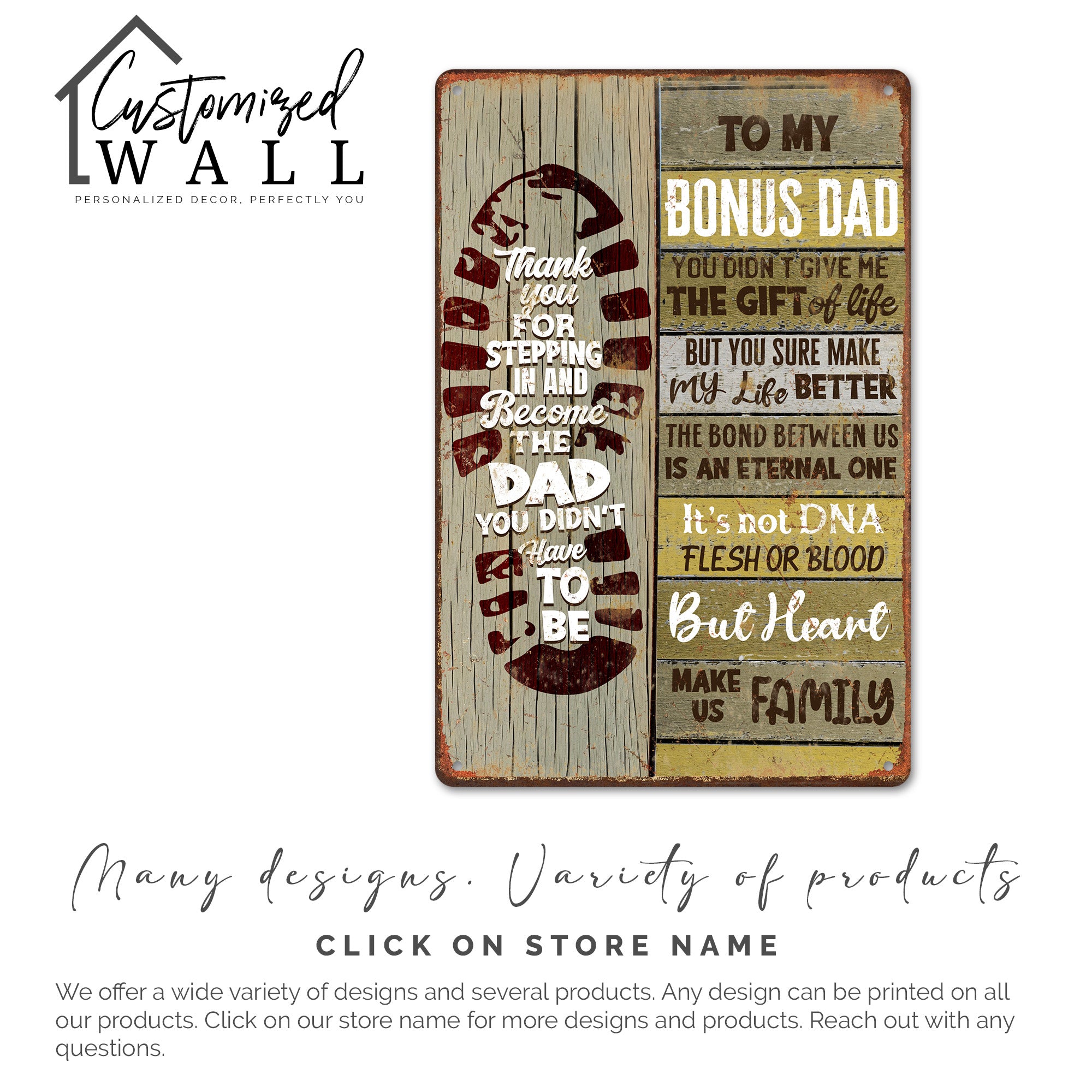 Personalized Rustic Metal Sign for Bonus Dad - Heartfelt Gift of Gratitude and Love - Image 6
