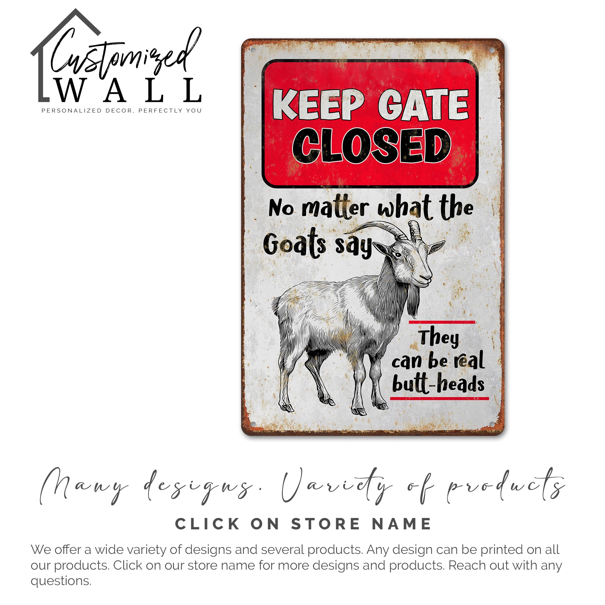 Personalized Goat Lover's Metal Gate Sign - Rustic Farmhouse Decor for Animal Enthusiasts, Customizable Gift for Him or Her - Image 6