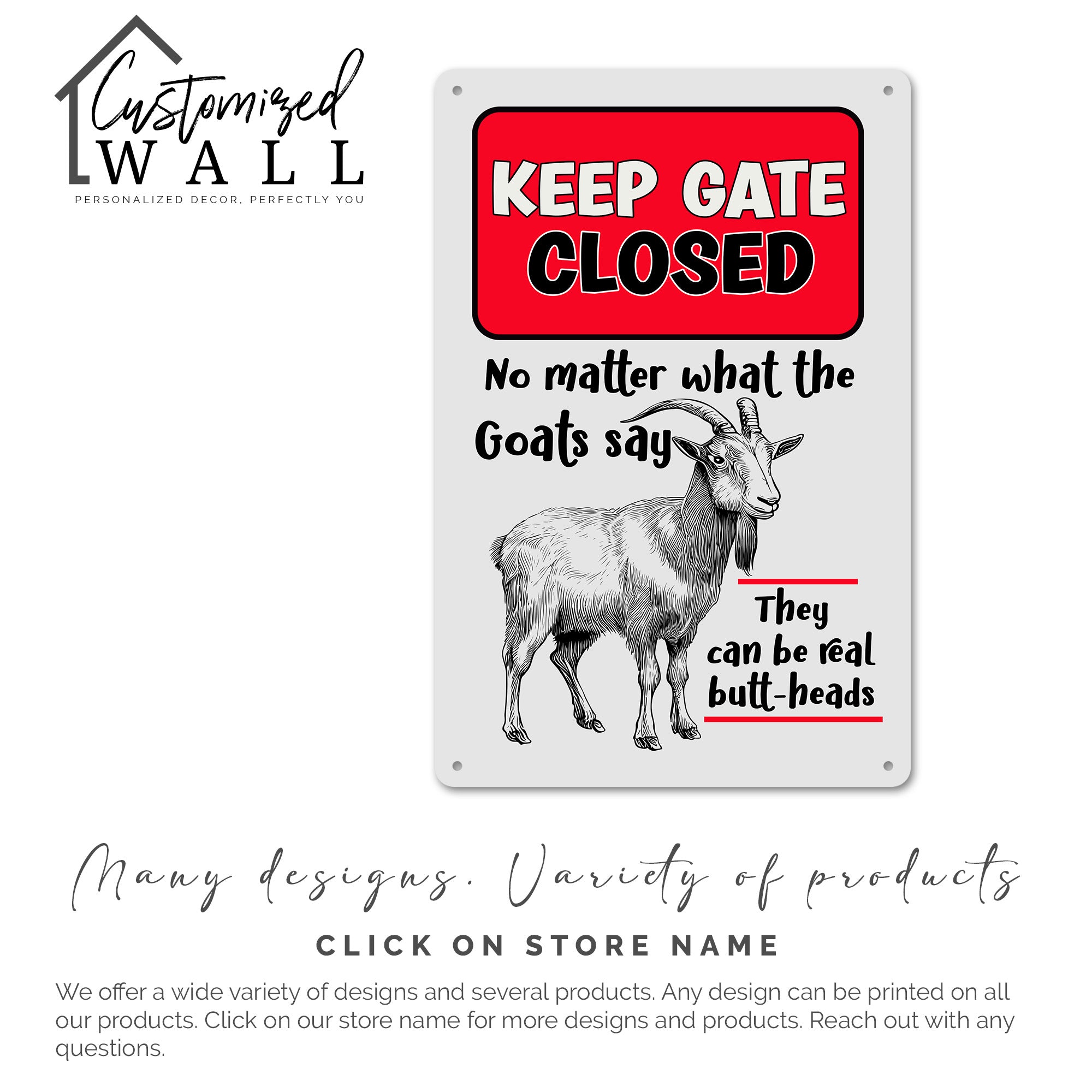 Personalized Goat Lover's Metal Gate Sign - Rustic Farmhouse Decor for Animal Enthusiasts, Customizable Gift for Him or Her - Image 7