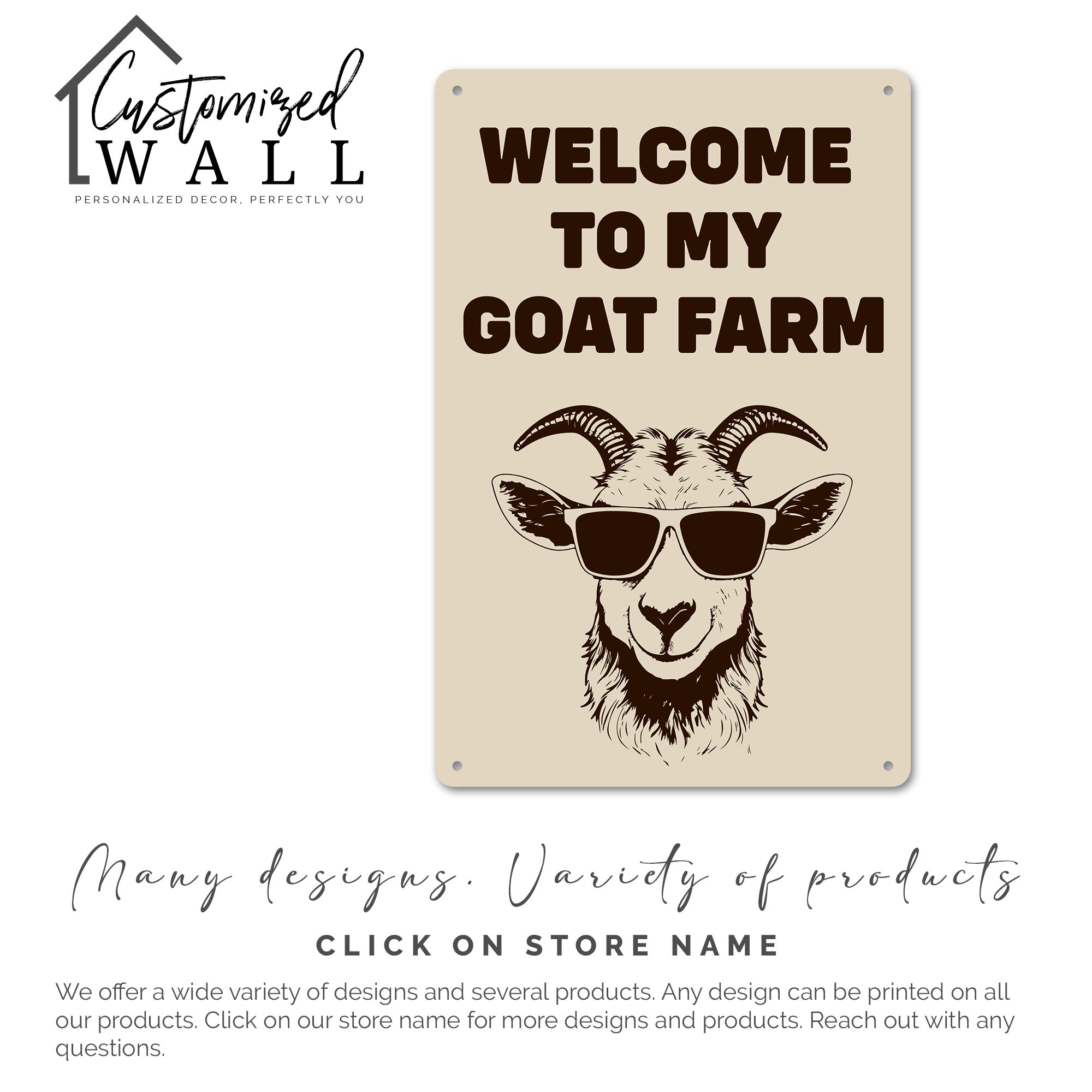 Personalized Rustic Metal Goat Farm Sign with Sunglasses – Perfect Gift for Animal Lovers and Farm Decor Enthusiasts - Image 7