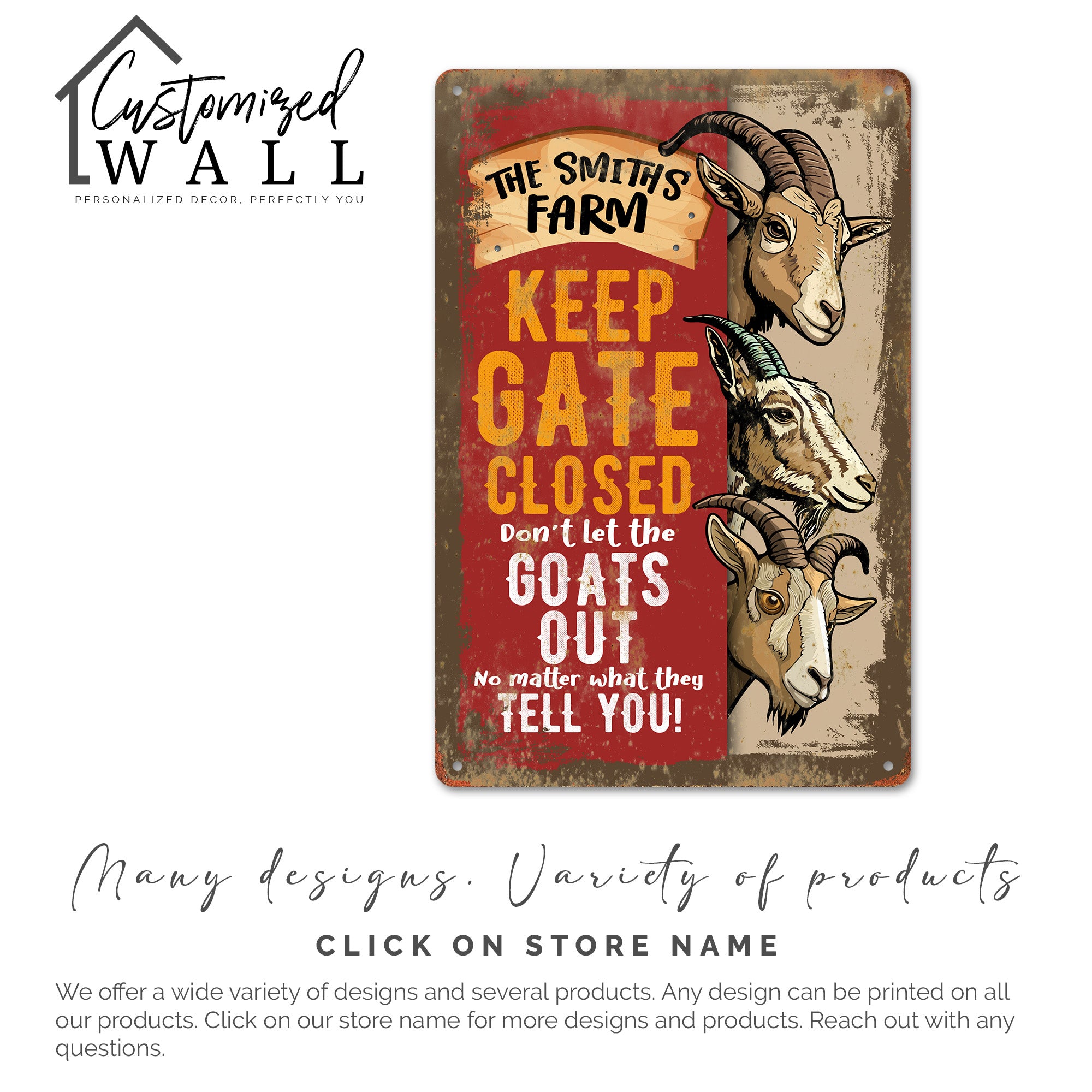 Personalized Farm Metal Sign - Rustic Goat Design for Home and Garden Decor, Perfect Gift for Farm Owners - Image 6