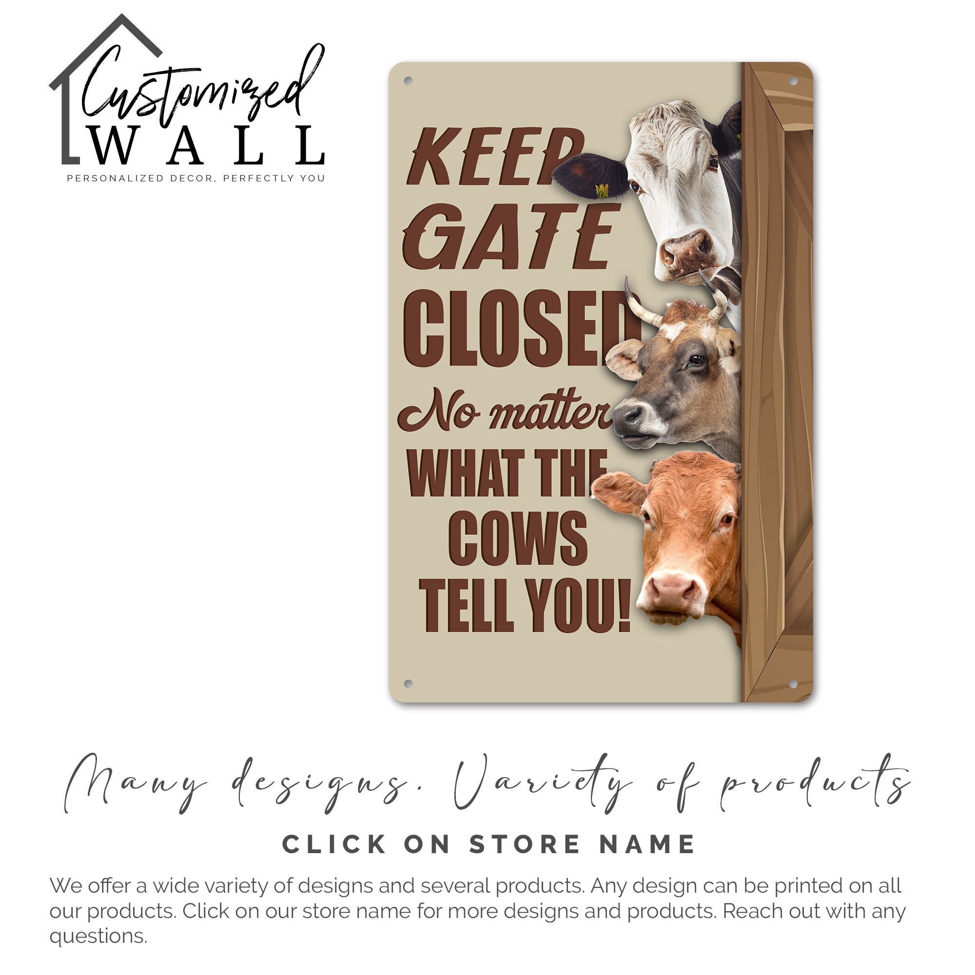 Rustic Farmhouse Metal Sign - "Keep Gate Closed" with Playful Cow Imagery - Personalized Gift for Animal Lovers - Image 7