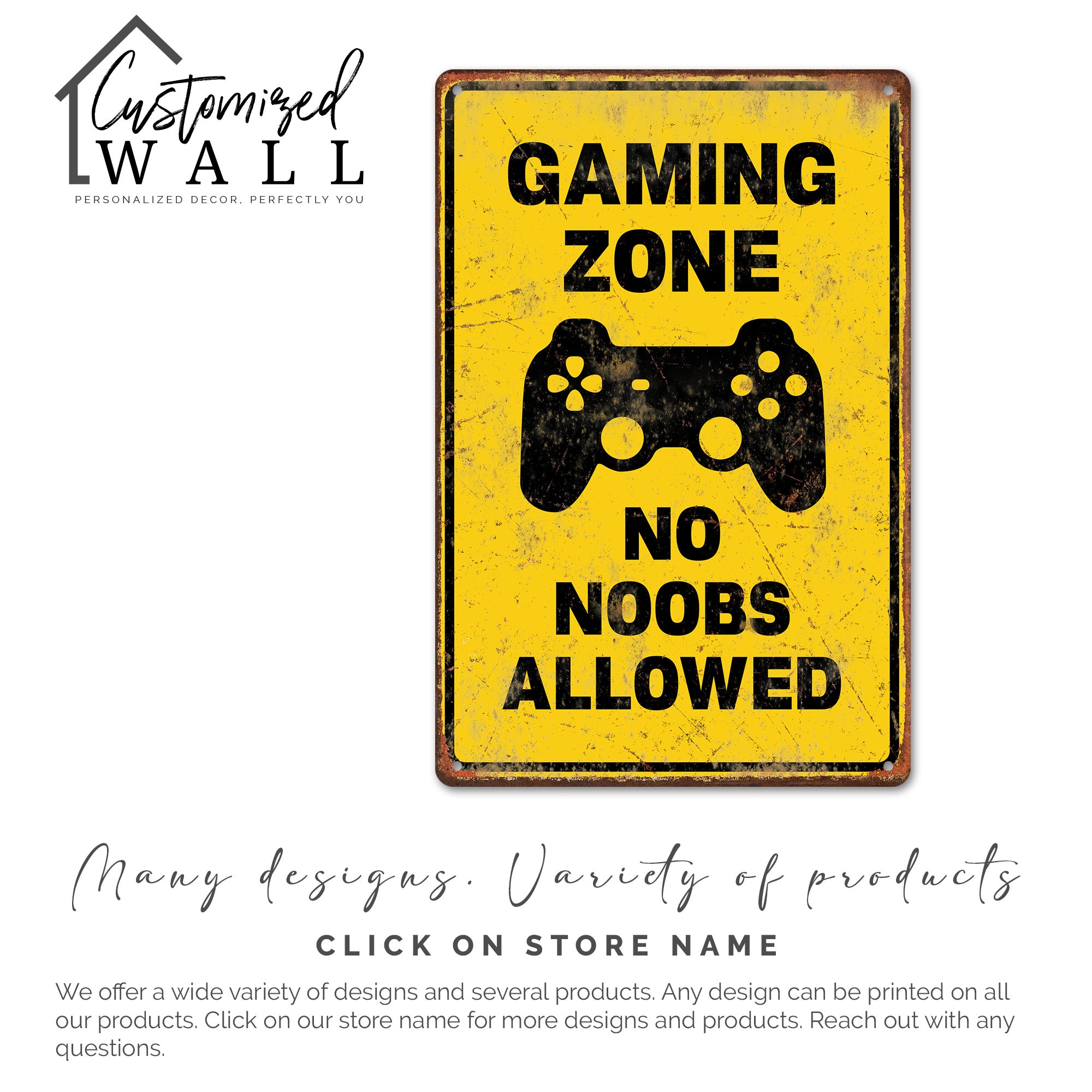 Personalized "Gaming Zone - No Noobs Allowed" Rustic Metal Sign: Perfect Handmade Gift for Gamers - Image 6