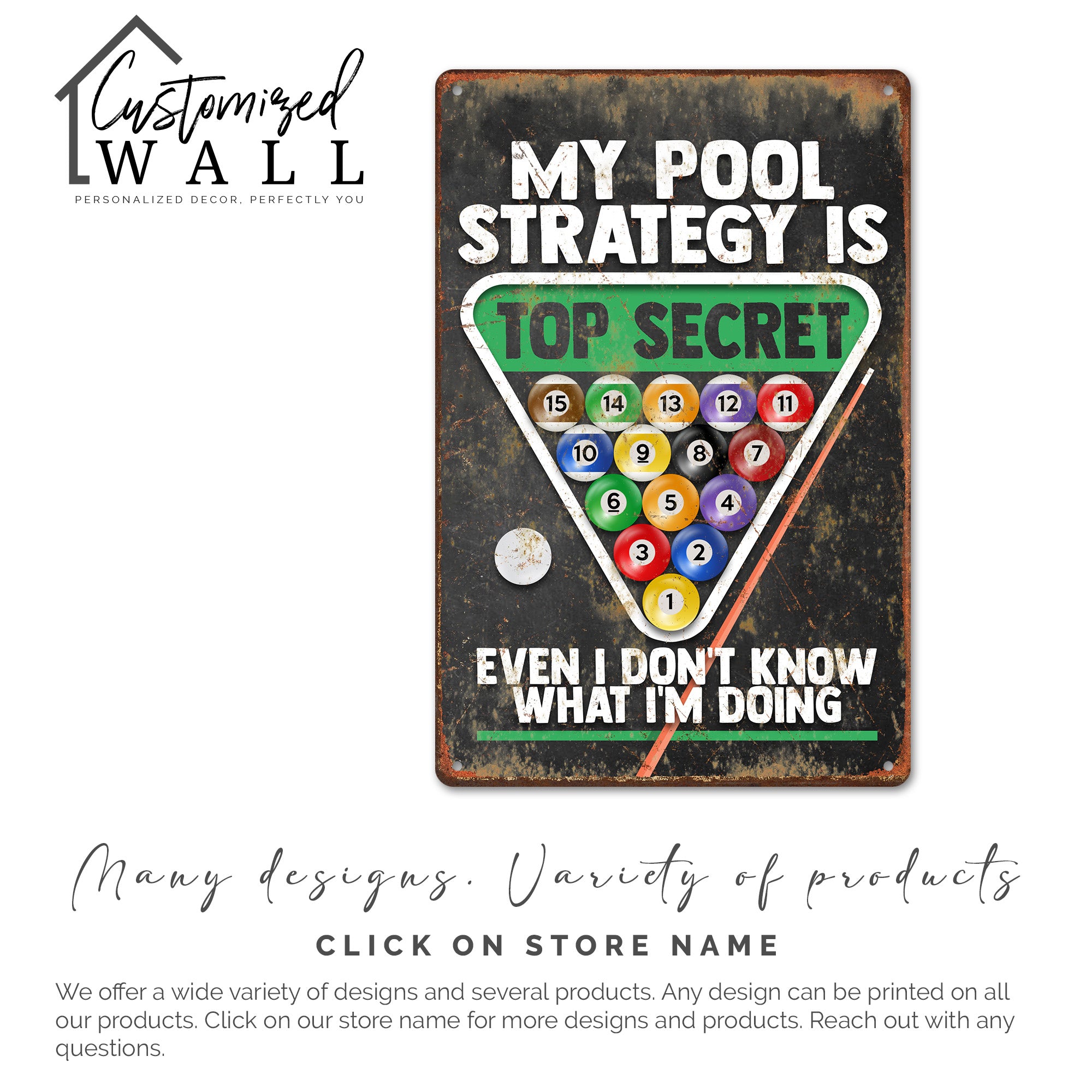 Personalized Rustic Pool Strategy Metal Sign – Perfect Gift for Pool Enthusiasts, Handmade Vintage Look - Image 6