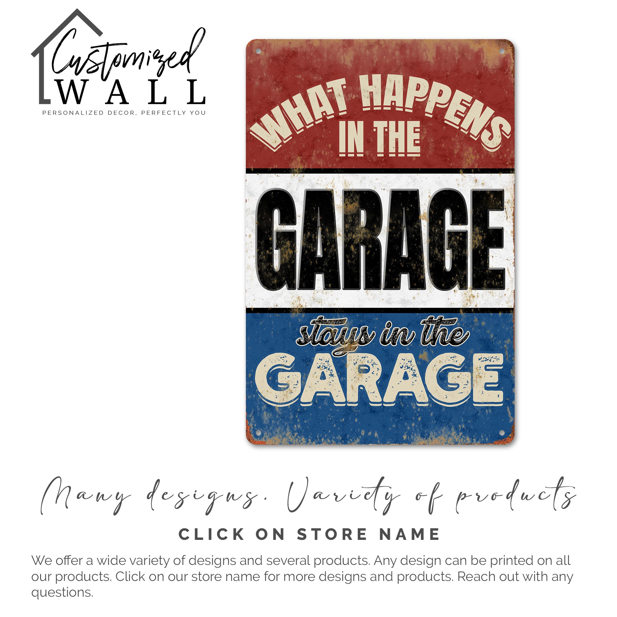 Personalized Vintage Style Metal Sign for Garages - "What Happens in the Garage Stays in the Garage" - Durable and Customizable Gift for Car Enthusiasts - Image 6