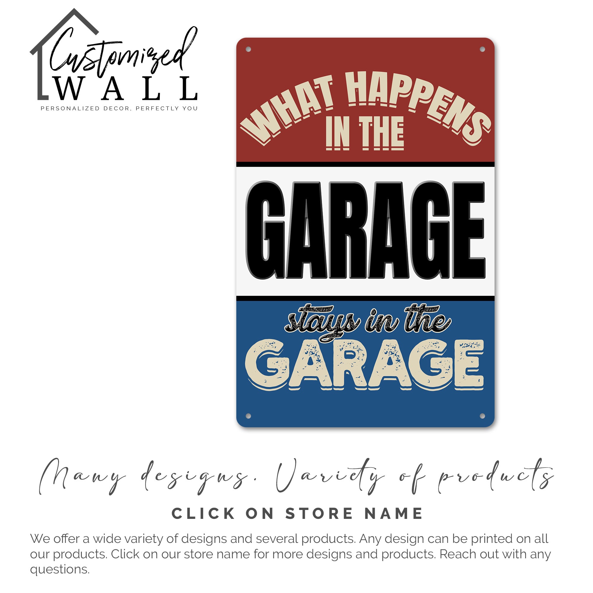 Personalized Vintage Style Metal Sign for Garages - "What Happens in the Garage Stays in the Garage" - Durable and Customizable Gift for Car Enthusiasts - Image 7
