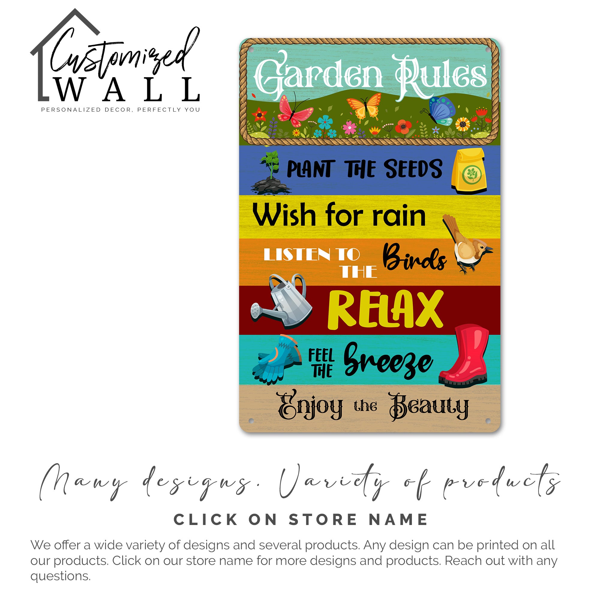 Personalized Garden Rules Metal Sign - Vibrant Decor for Garden Lovers - Customizable Gift for Nature Enthusiasts - Image 4